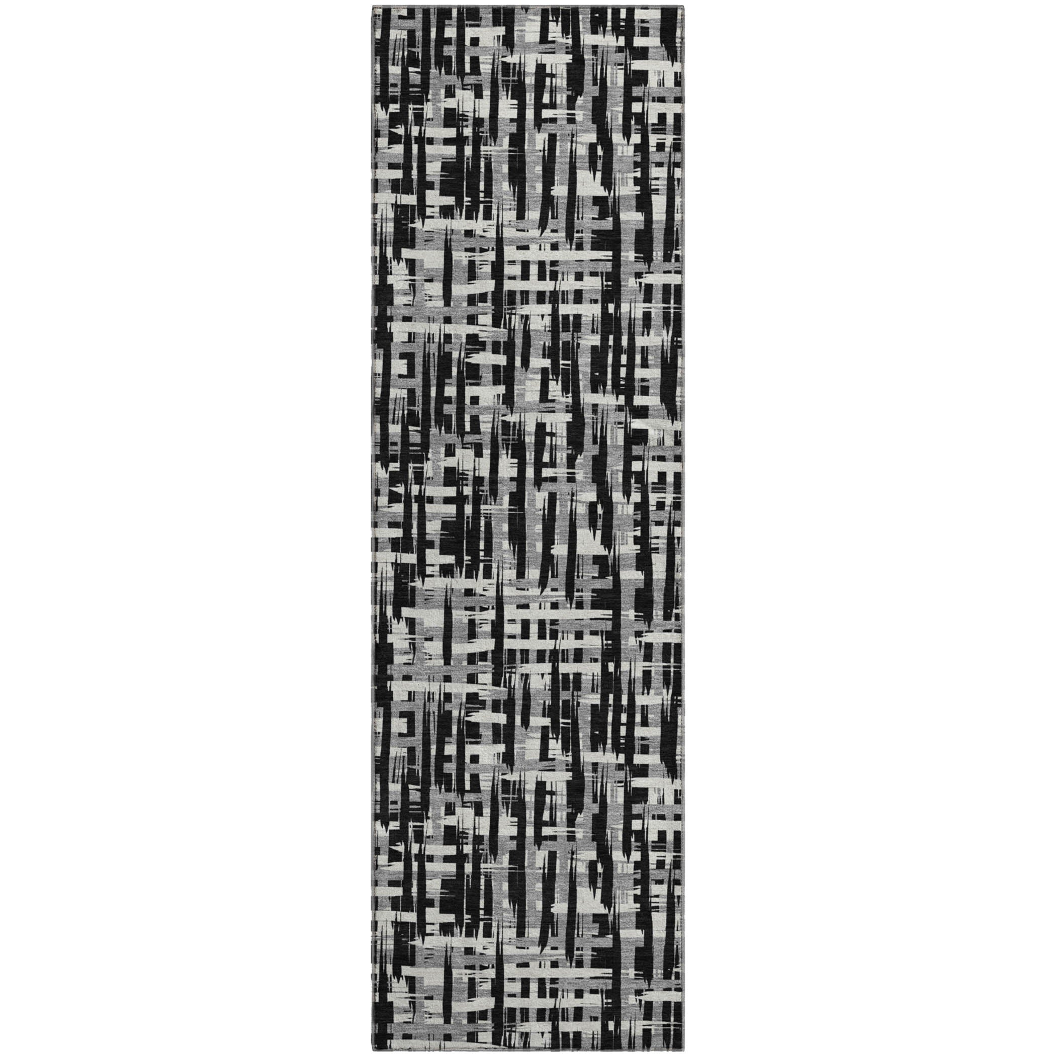 Cusco Machine Washable Transitional Black Rug 2'3" x 7'6" #shape_Runner