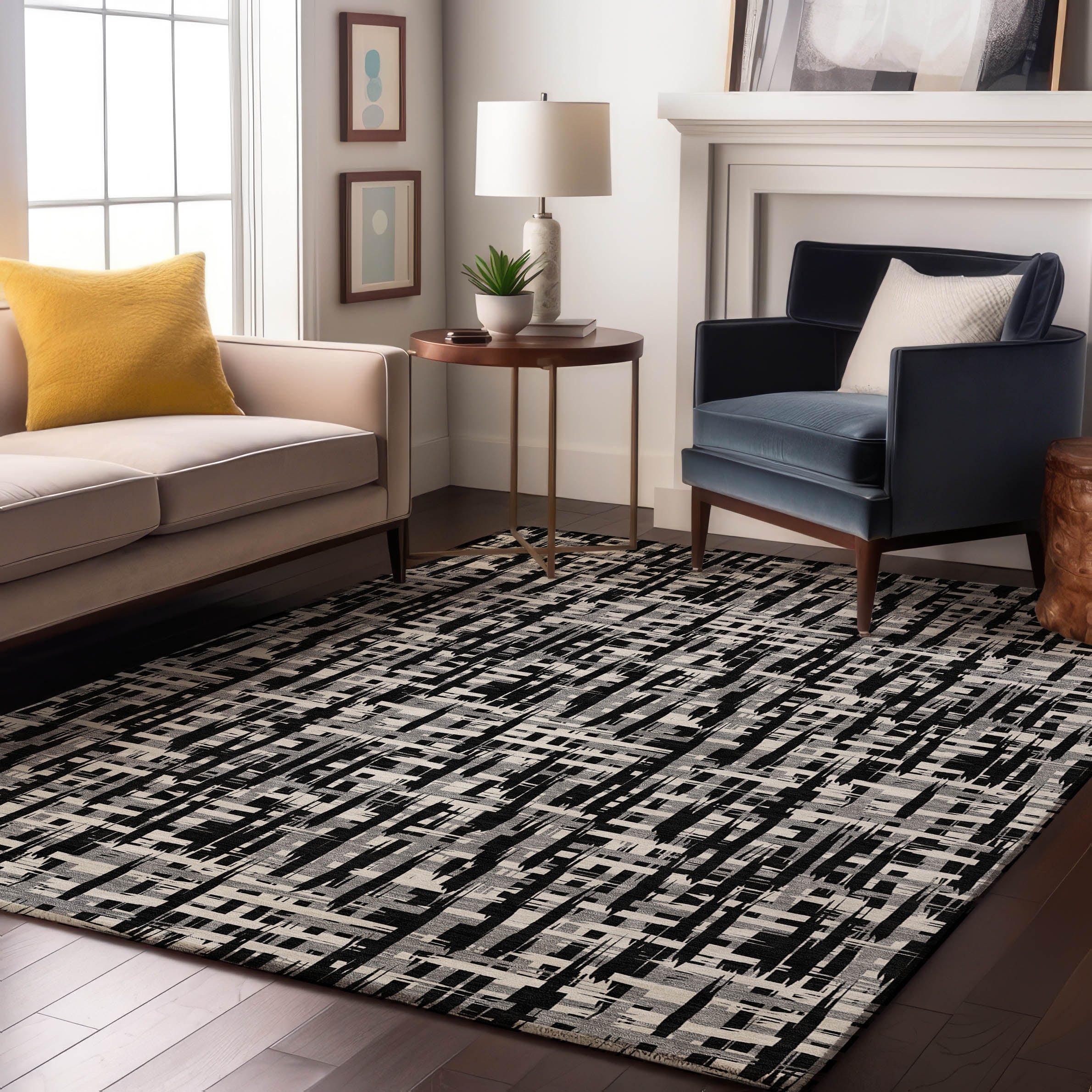 Cusco Machine Washable Transitional Black Rug 2'6" x 3'10" #shape_Rectangle
