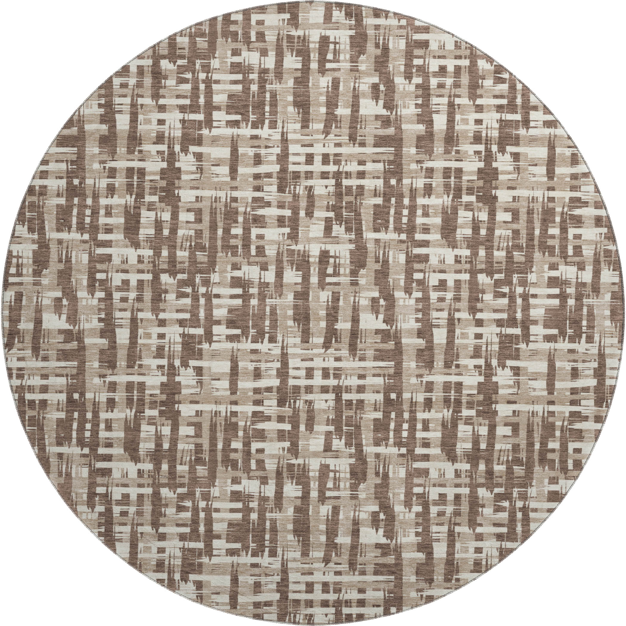 Cusco Machine Washable Transitional Brown Rug 8' x 8' #shape_Round