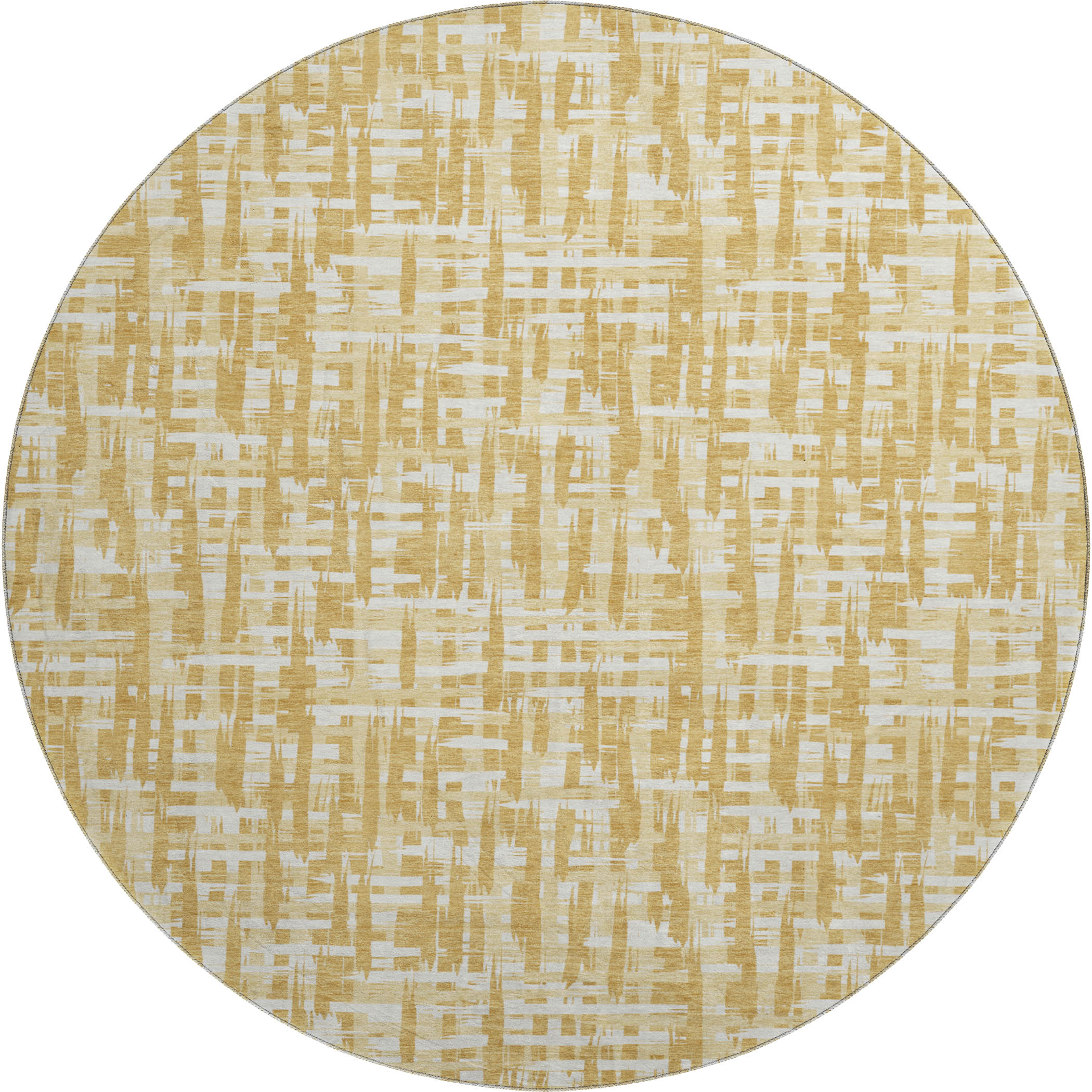 Cusco Machine Washable Transitional Gold Rug 8' x 8' #shape_Round