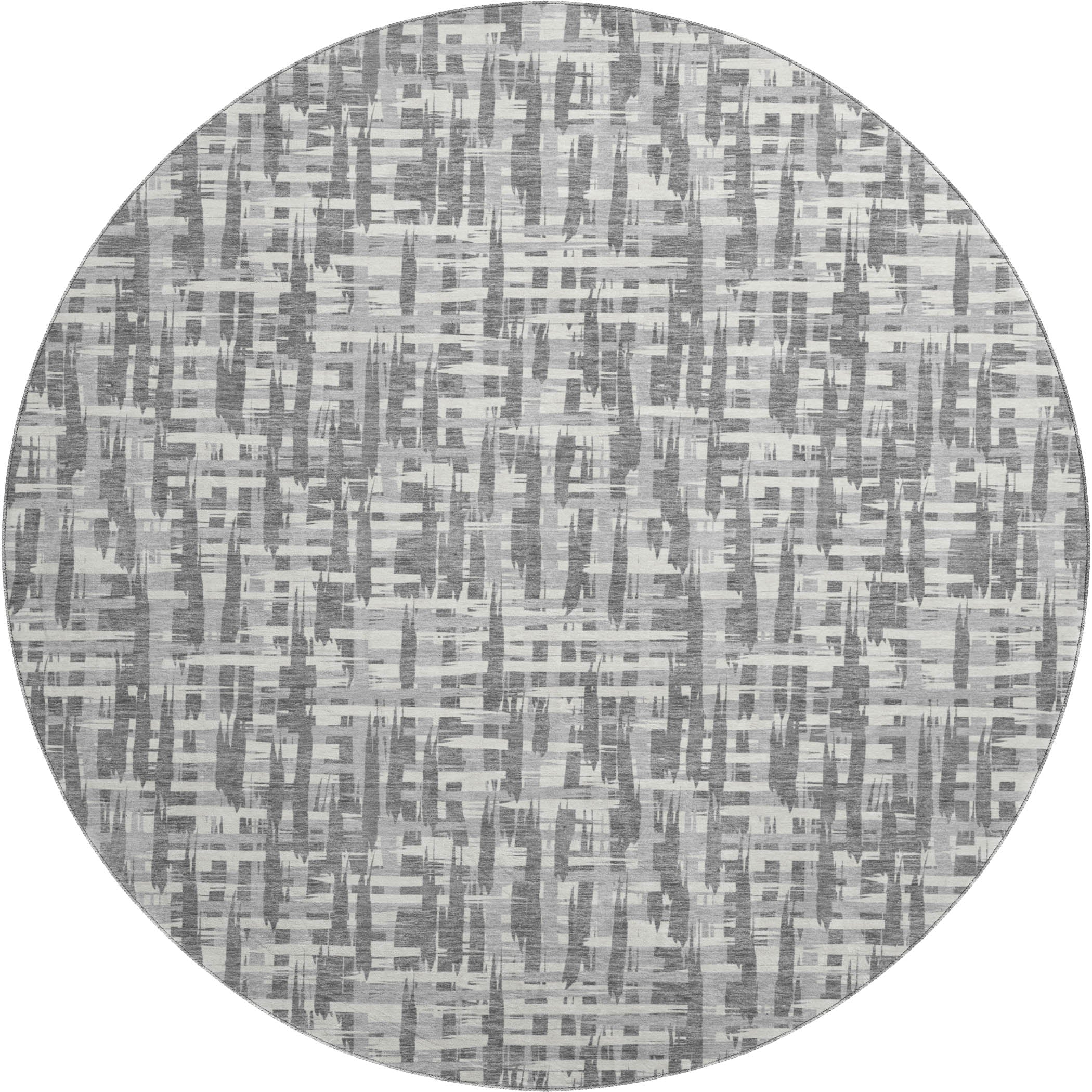 Cusco Machine Washable Transitional Gray Rug 8' x 8' #shape_Round