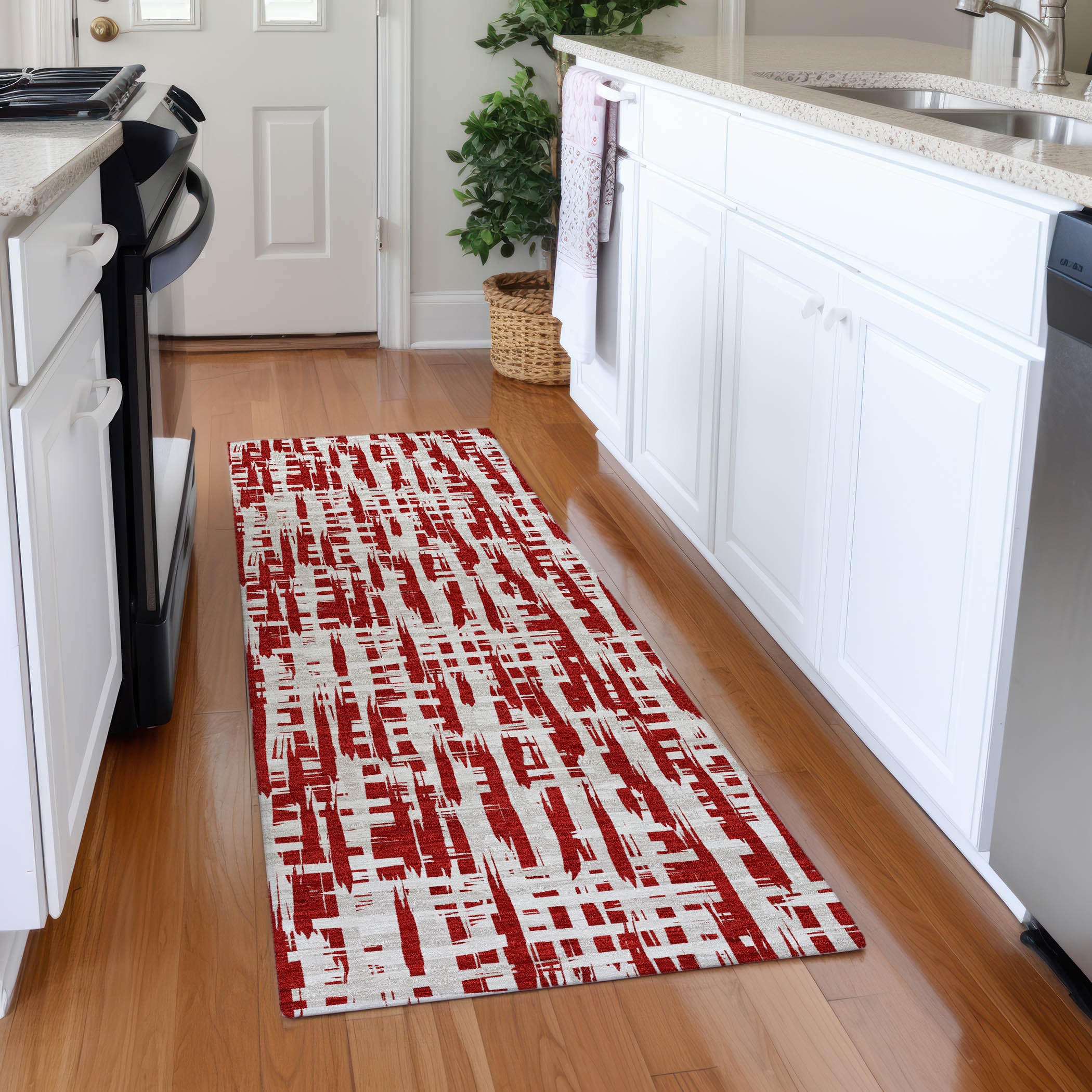Cusco Machine Washable Transitional Red Rug 2'3" x 7'6" #shape_Runner
