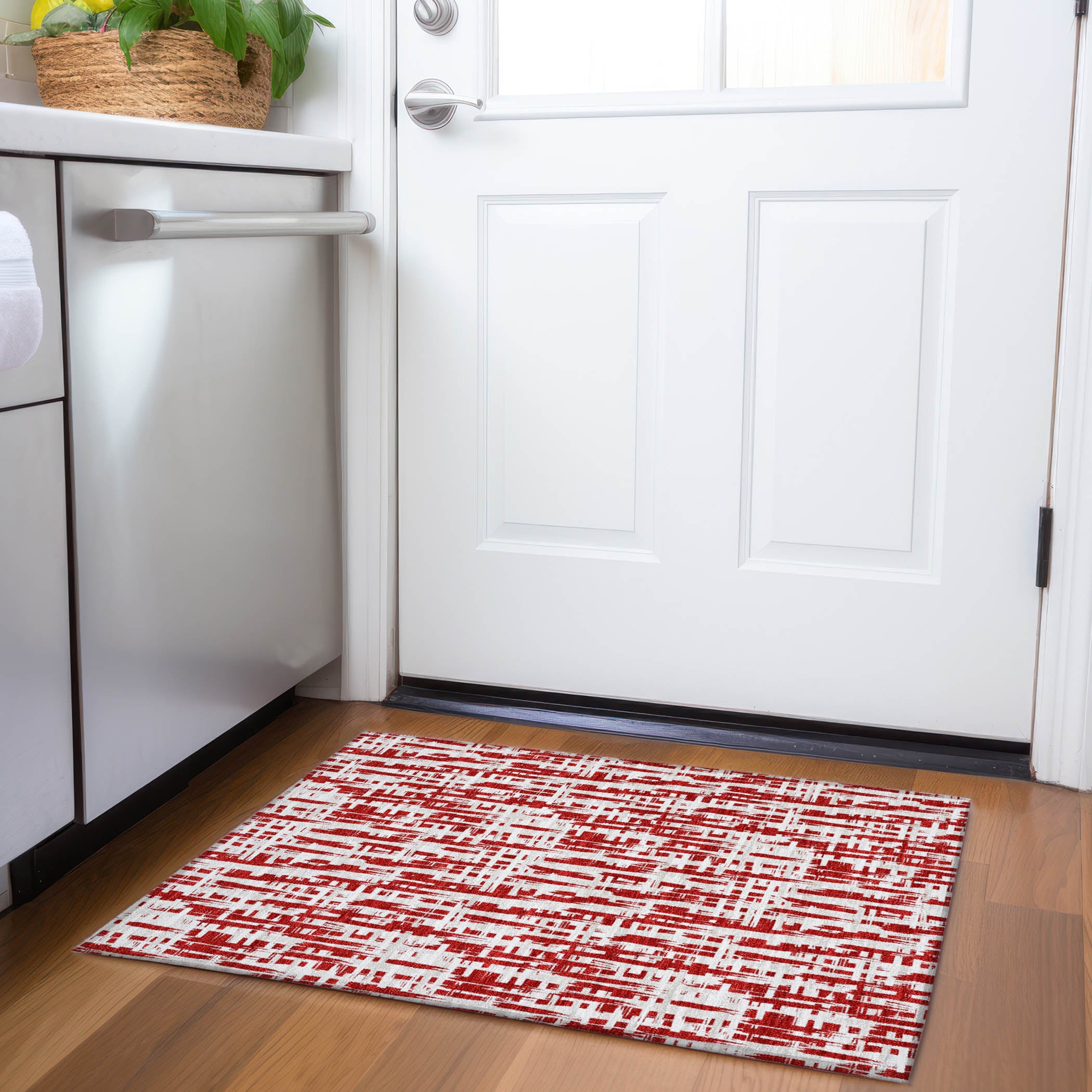 Cusco Machine Washable Transitional Red Rug 1'8" x 2'6" #shape_Rectangle