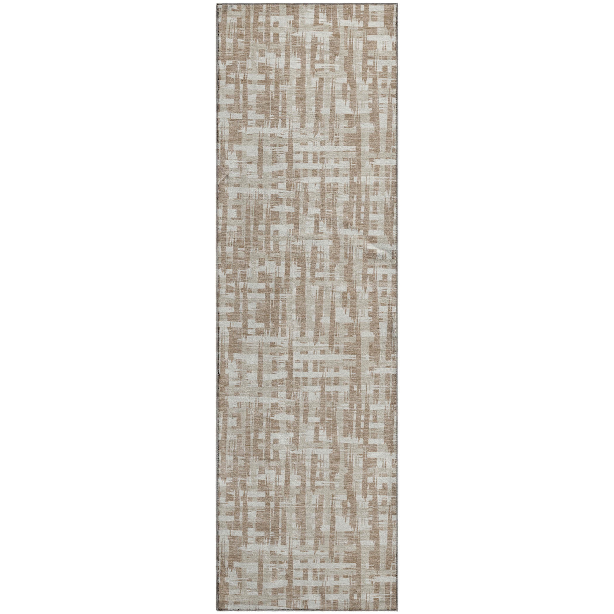 Cusco Machine Washable Transitional Tan Brown Rug 2'3" x 7'6" #shape_Runner