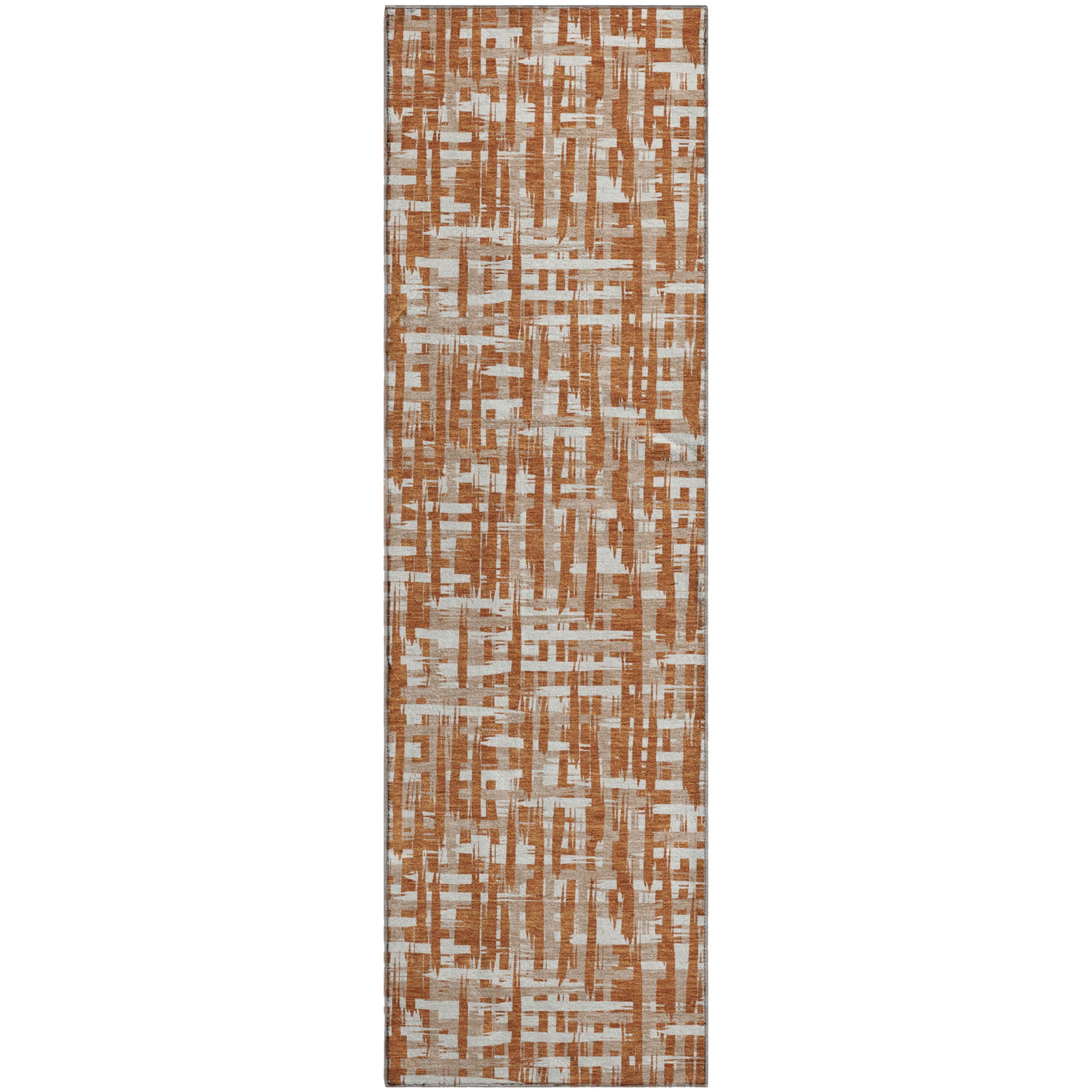 Cusco Machine Washable Transitional Terracotta Orange Rug 2'3" x 7'6" #shape_Runner