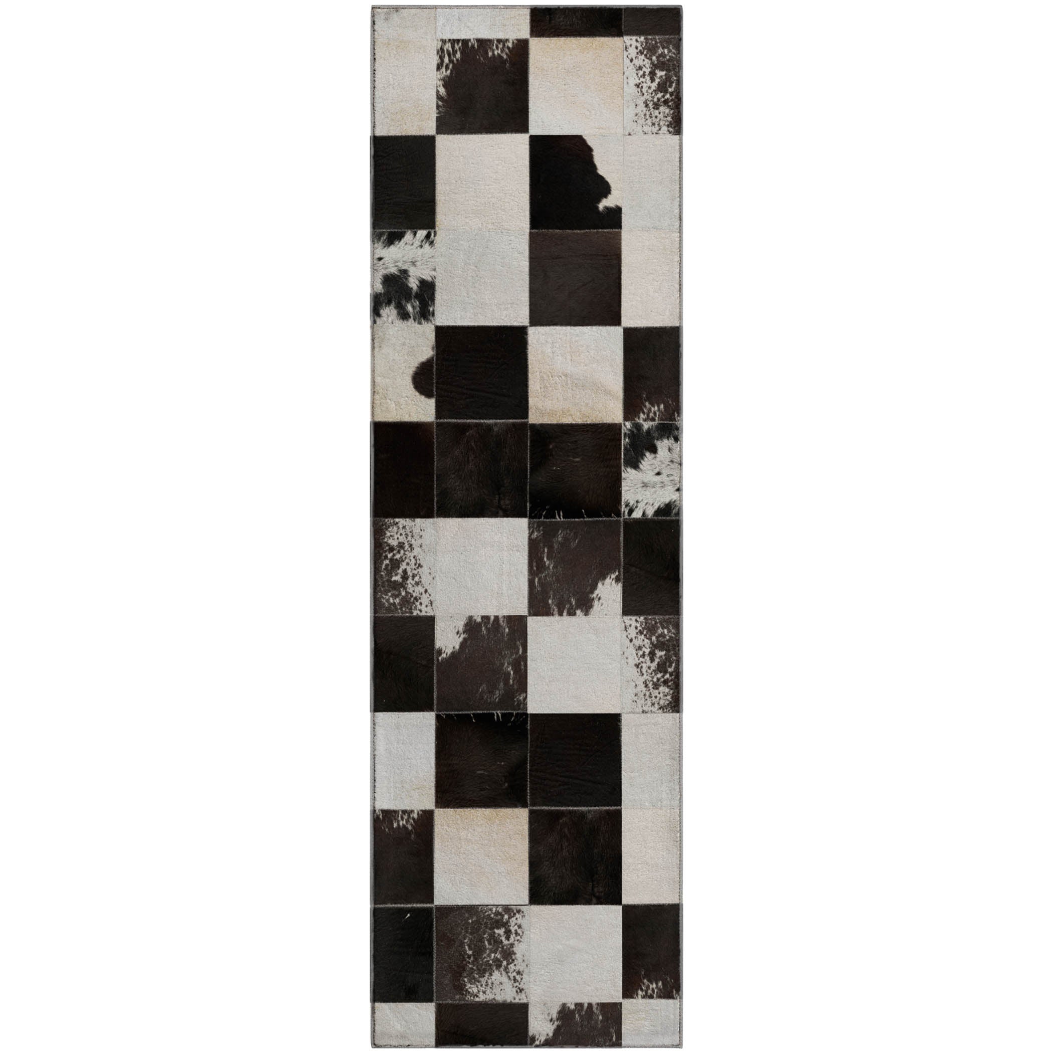 Sintra Machine Washable Cowhide Black Rug 2'3" x 7'6" #shape_Runner