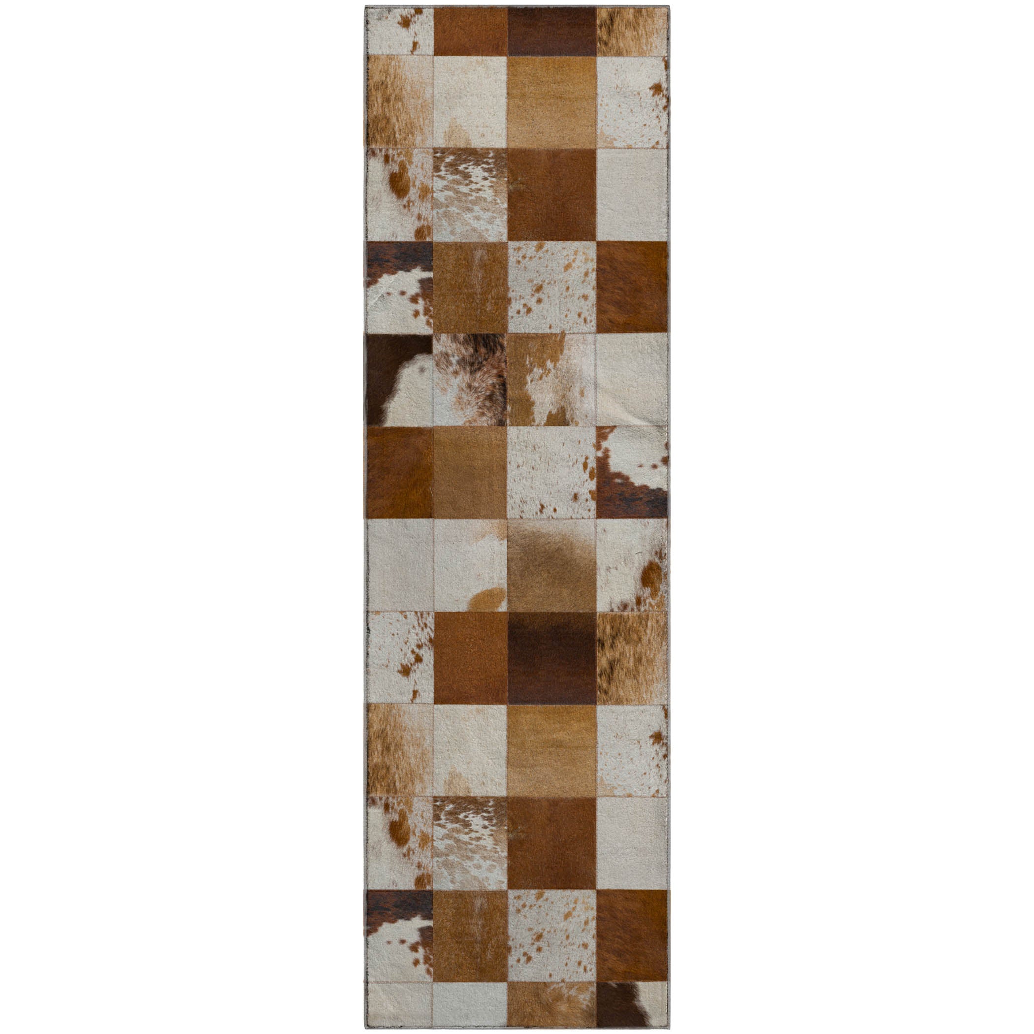 Sintra Machine Washable Cowhide Brown Browns Rug 2'3" x 7'6" #shape_Runner