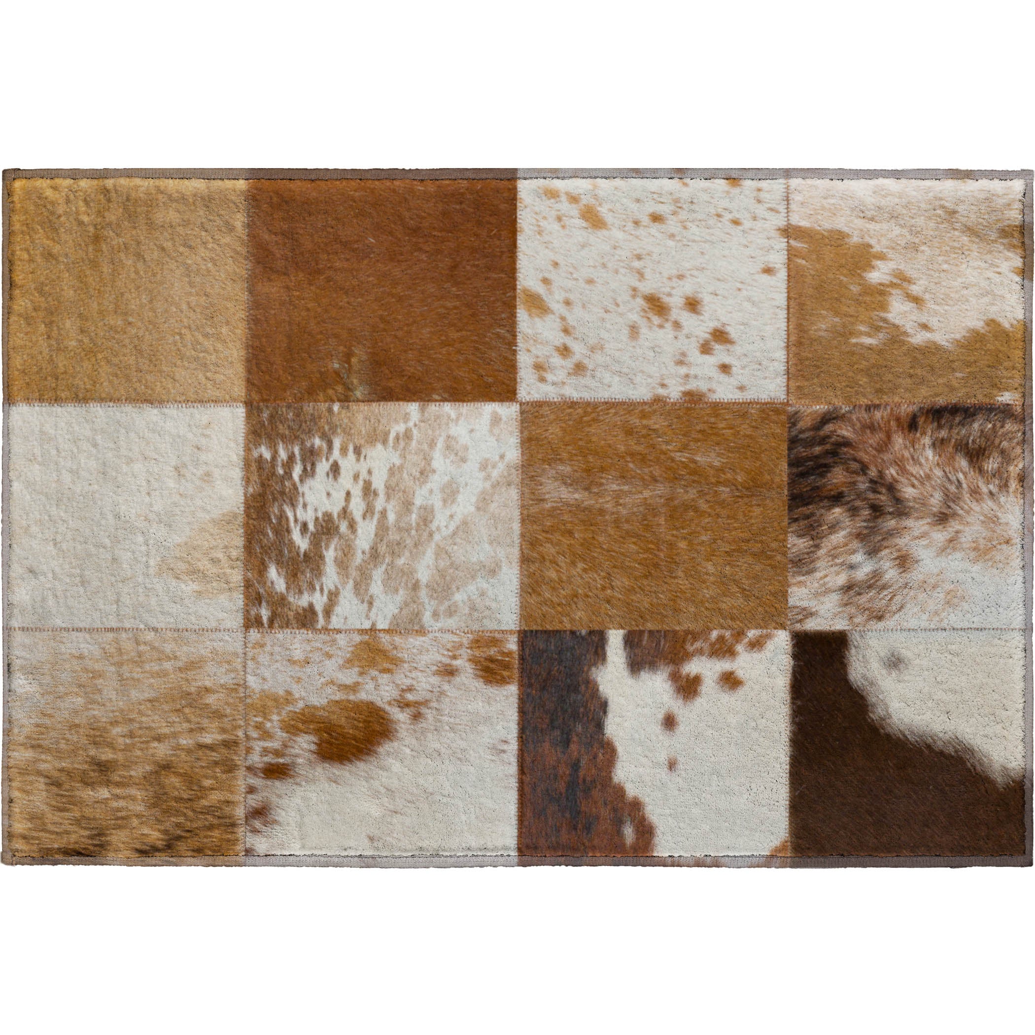 Sintra Machine Washable Cowhide Brown Browns Rug 1'8" x 2'6" #shape_Rectangle