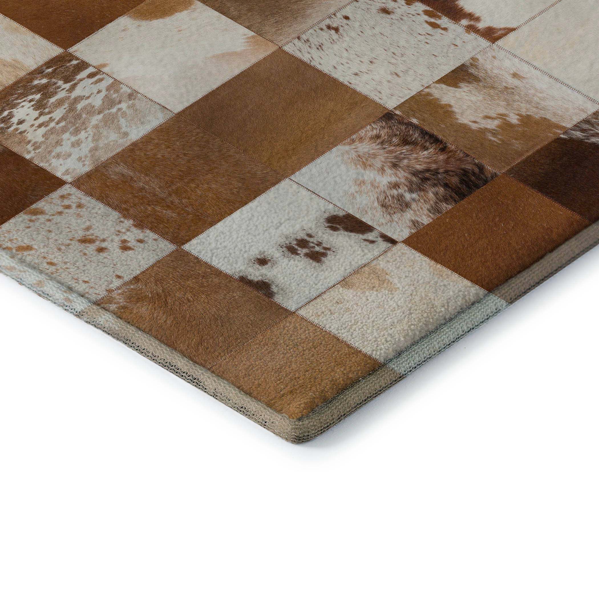 Sintra Machine Washable Cowhide Brown Browns Rug 1'8" x 2'6" #shape_Rectangle