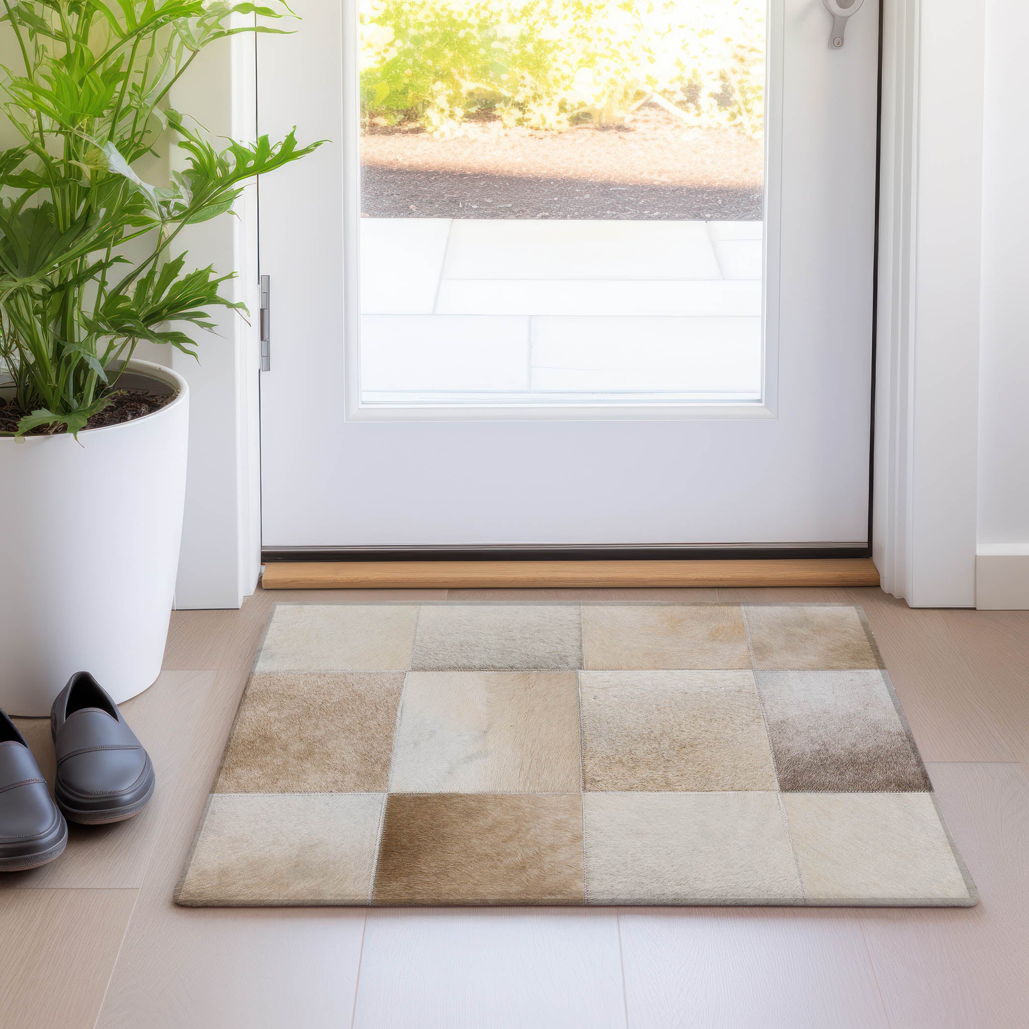 Sintra Machine Washable Cowhide Taupe Rug 1'8" x 2'6" #shape_Rectangle
