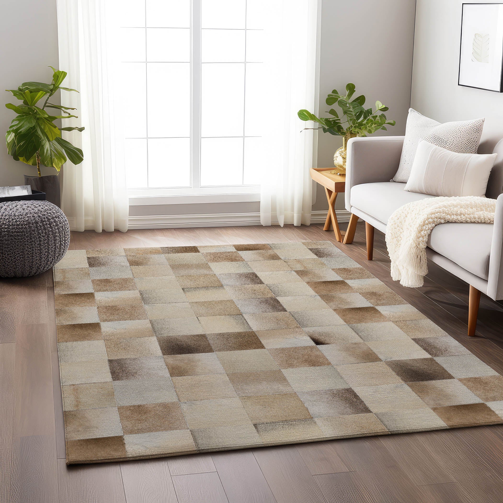 Sintra Machine Washable Cowhide Taupe Rug 2'6" x 3'10" #shape_Rectangle