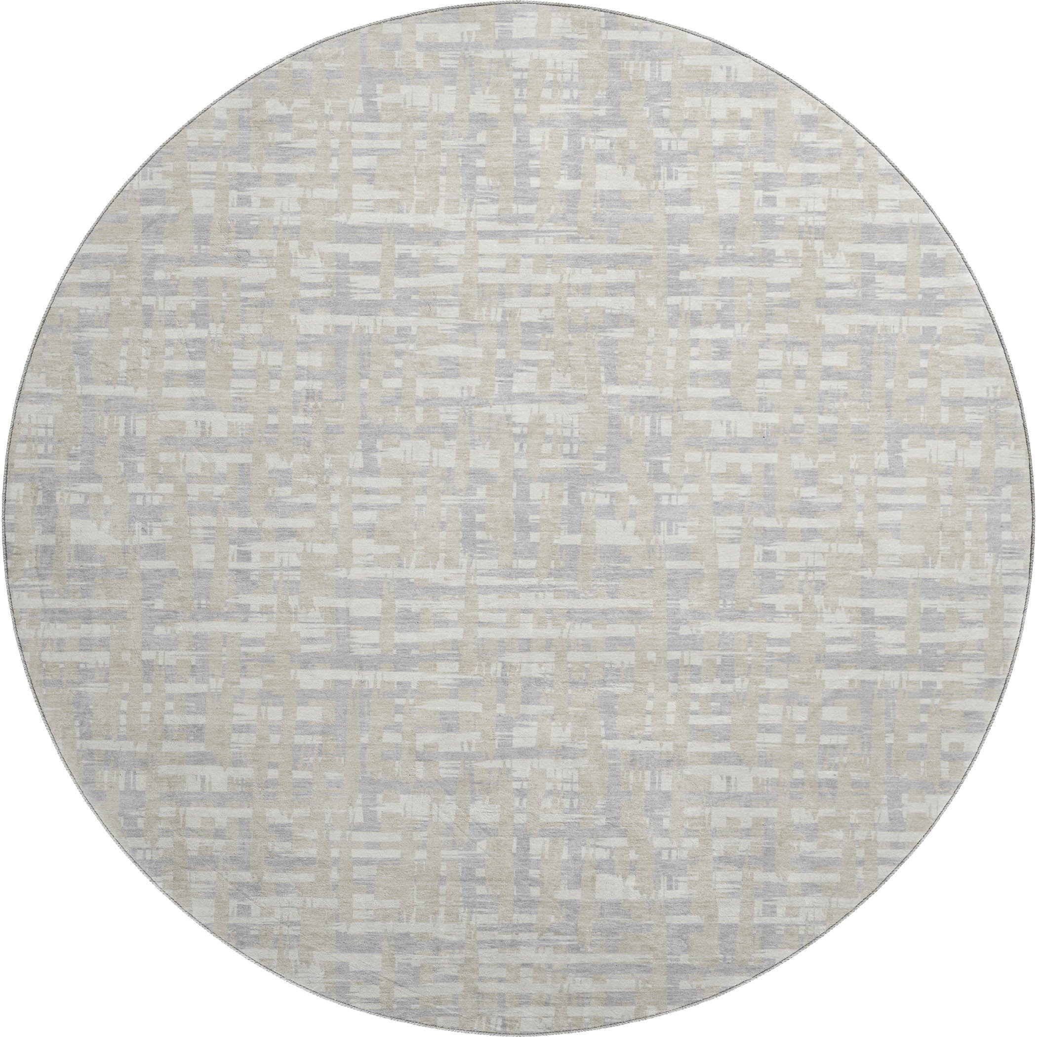 Luang Prabang Machine Washable Transitional Beige Brown Rug 8' x 8' #shape_Round