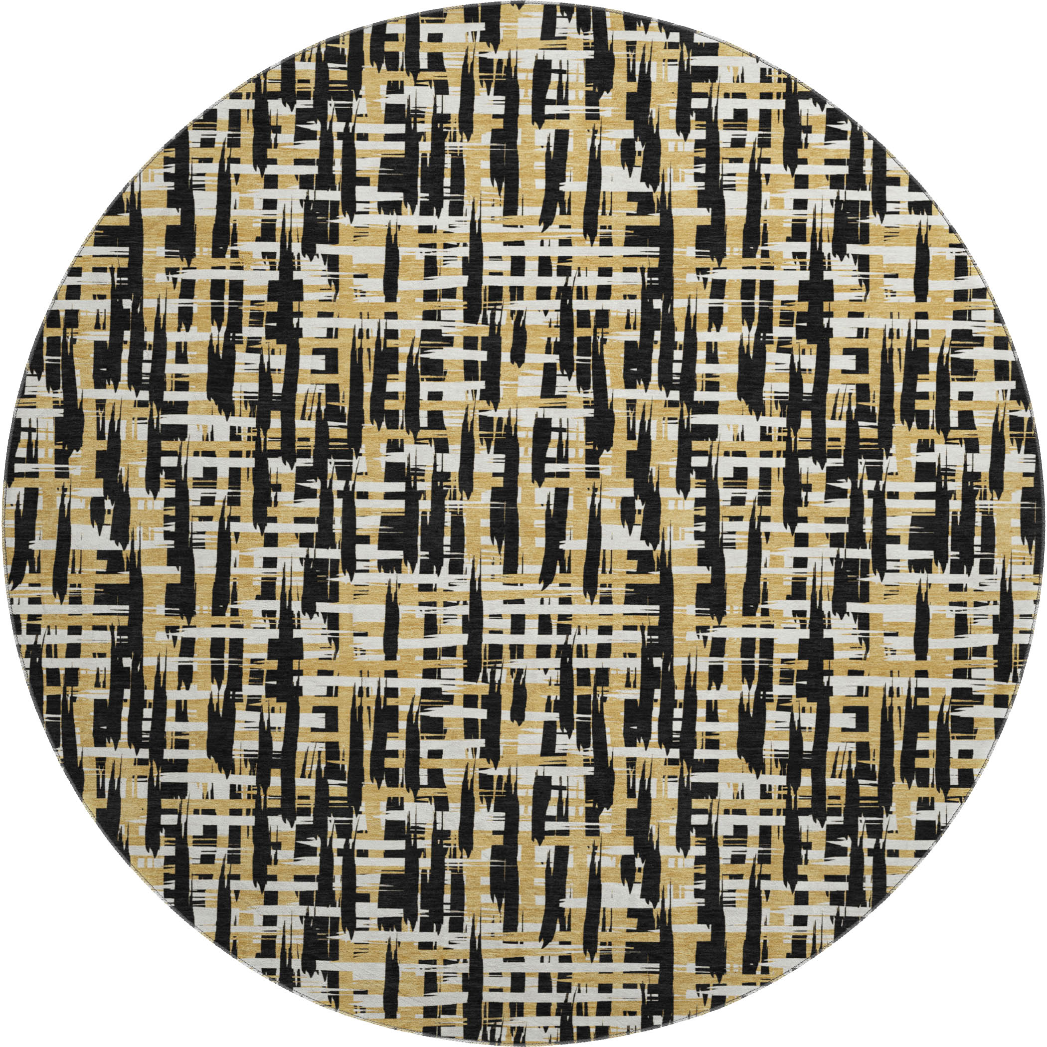 Luang Prabang Machine Washable Transitional Black Rug 8' x 8' #shape_Round