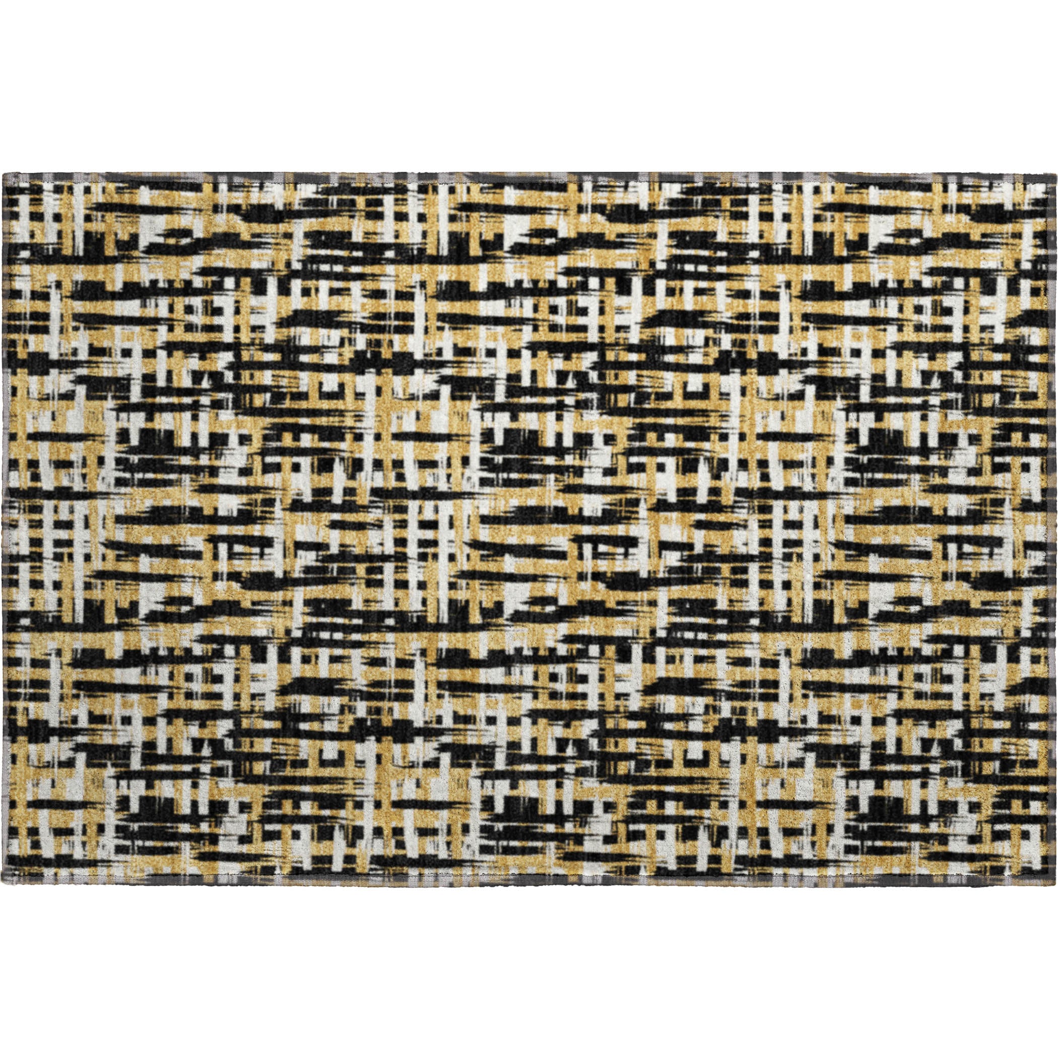 Luang Prabang Machine Washable Transitional Black Rug 1'8" x 2'6" #shape_Rectangle