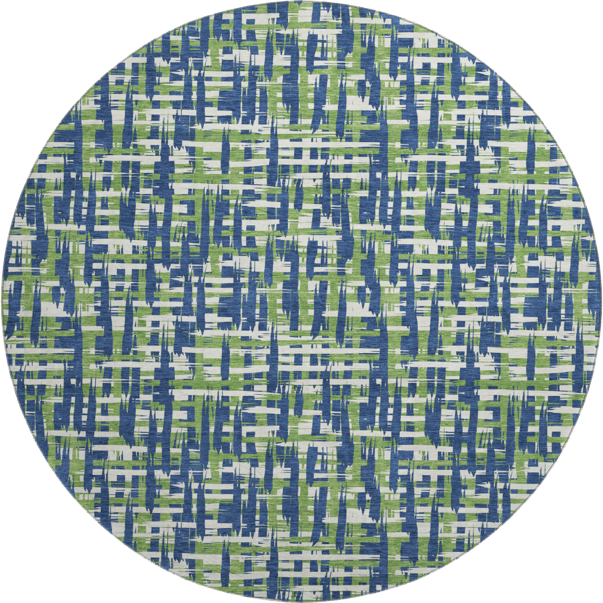 Luang Prabang Machine Washable Transitional Navy Blue Rug 8' x 8' #shape_Round