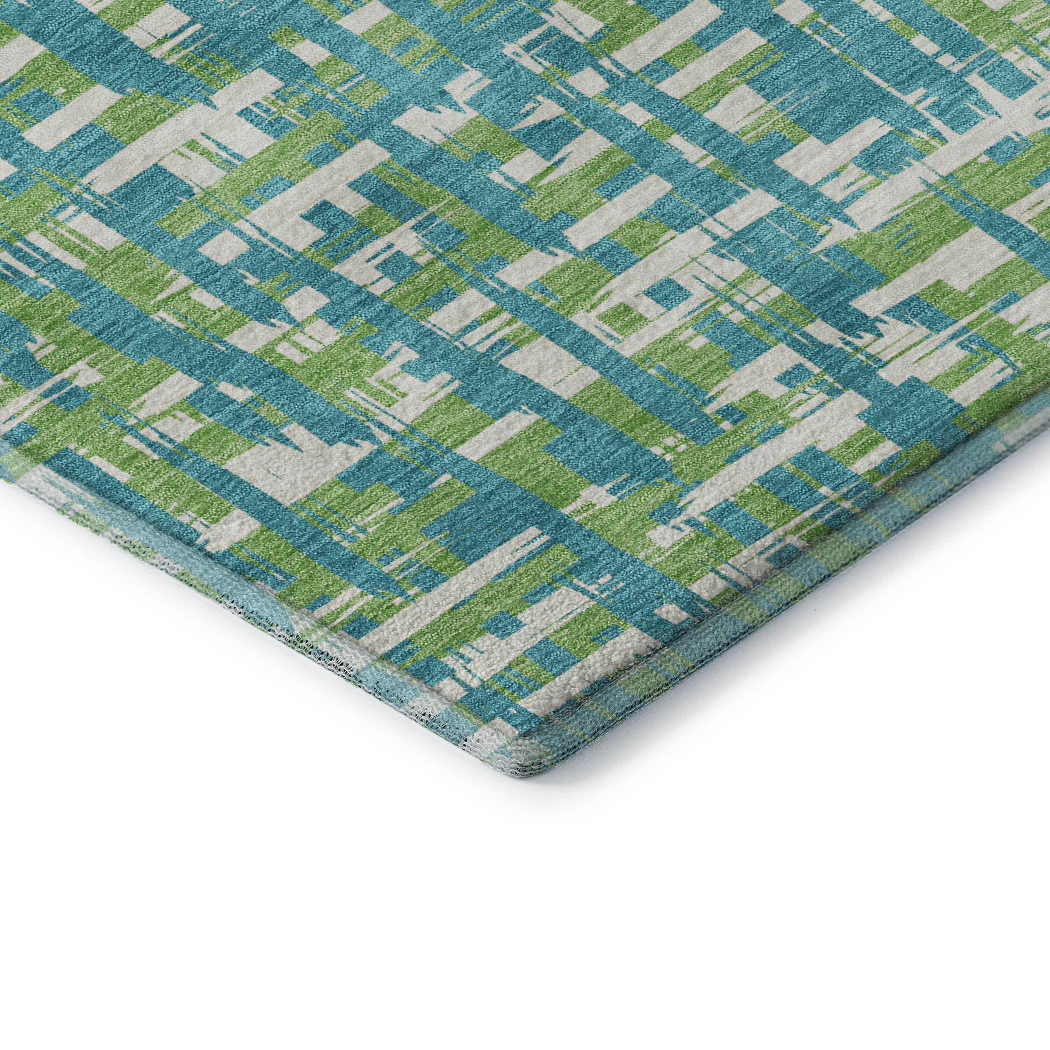 Luang Prabang Machine Washable Transitional Turquoise Teal Rug 1'8" x 2'6" #shape_Rectangle