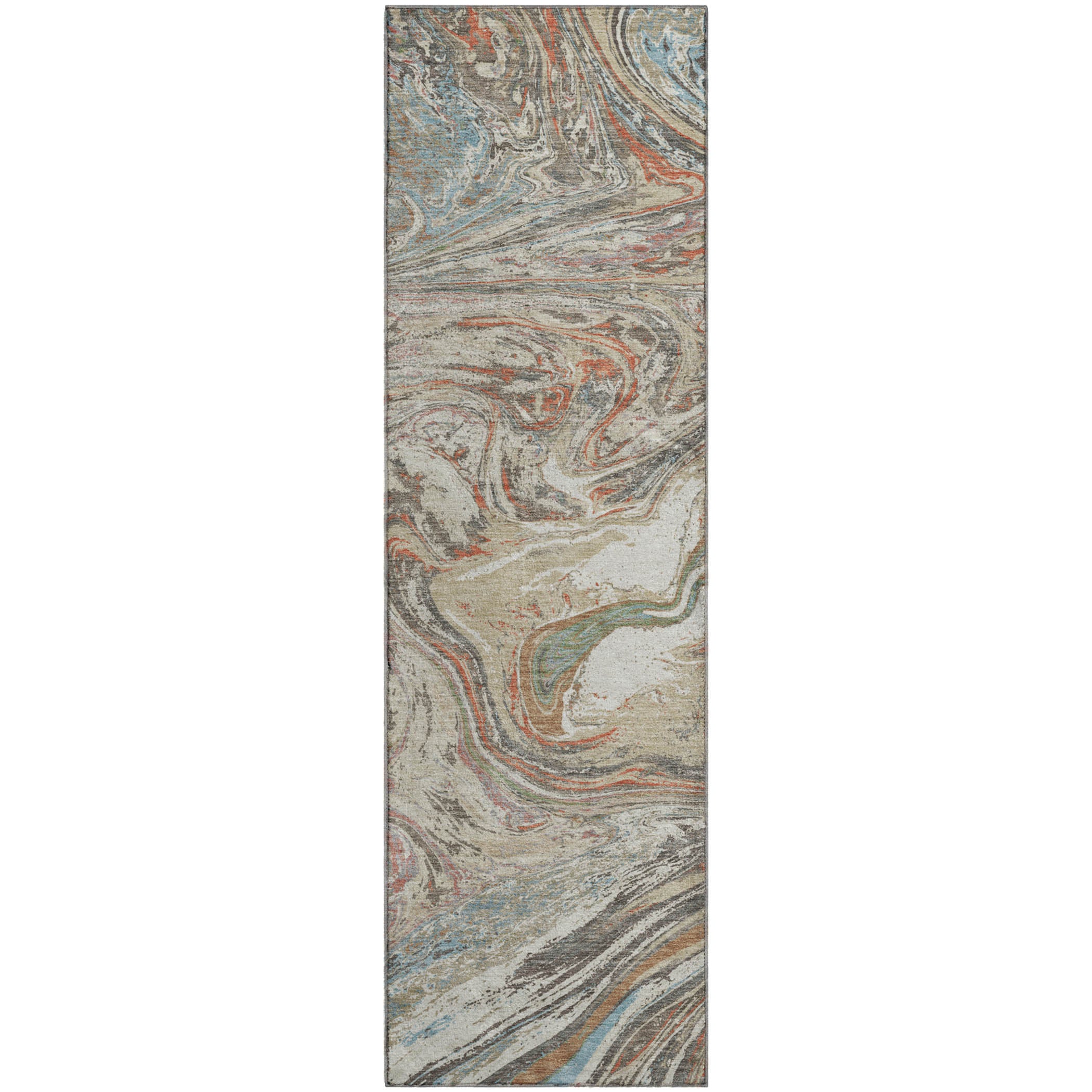 Cairo Machine Washable Transitional Beige Brown Rug 2'3" x 7'6" #shape_Runner