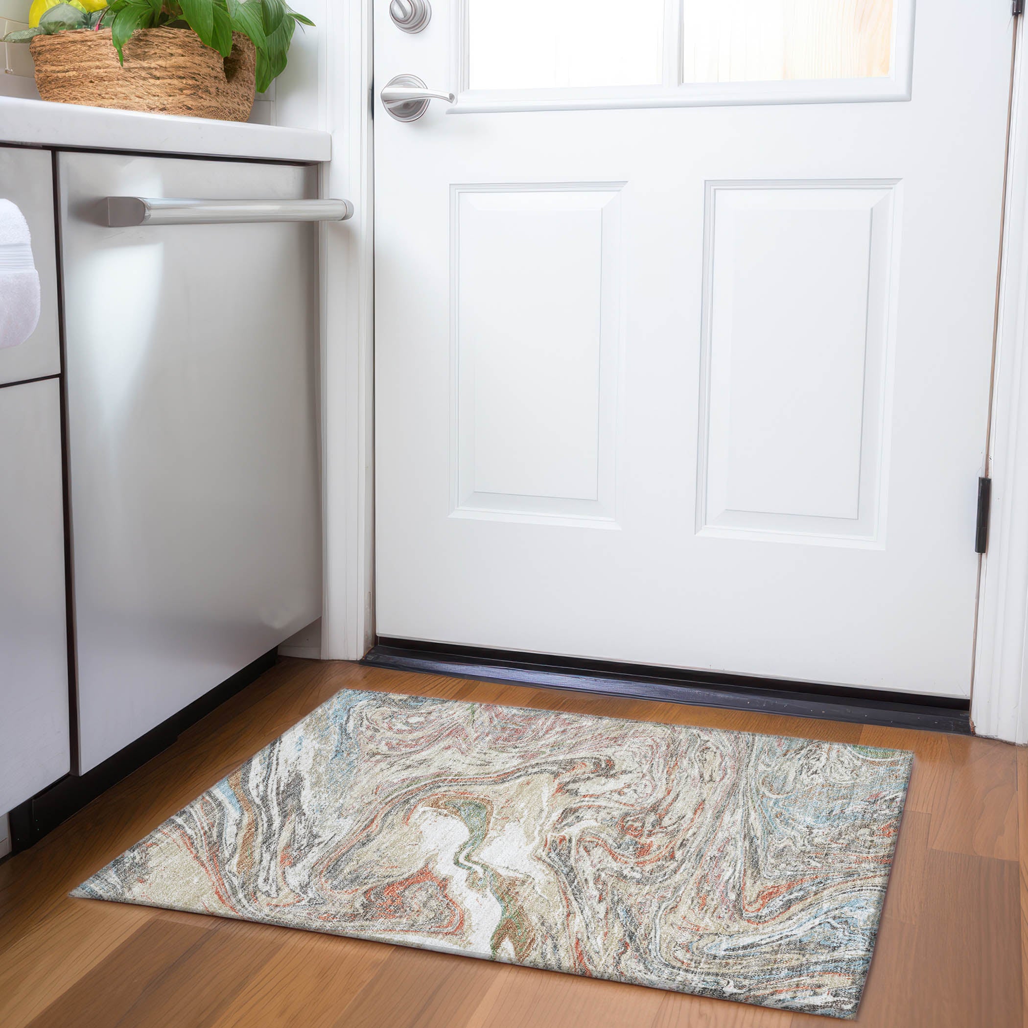 Cairo Machine Washable Transitional Beige Brown Rug 1'8" x 2'6" #shape_Rectangle