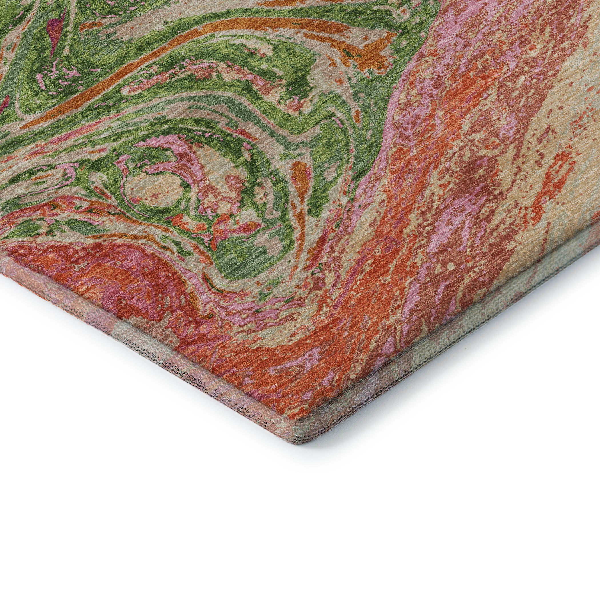 Cairo Machine Washable Transitional Coral Orange Rug 1'8" x 2'6" #shape_Rectangle