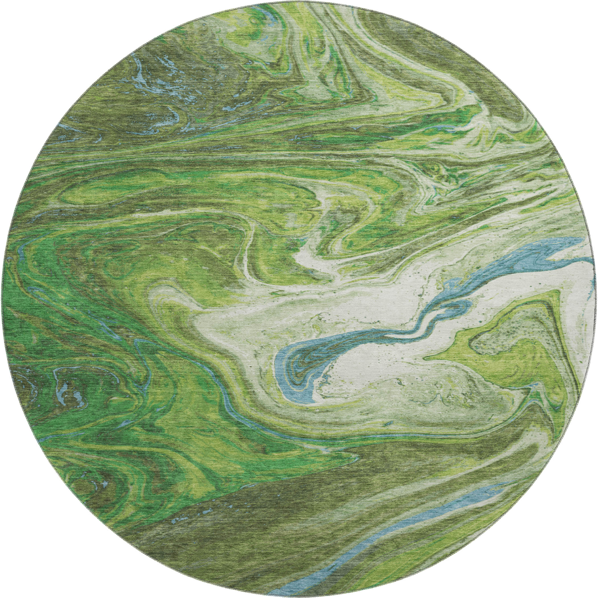 Cairo Machine Washable Transitional Green Rug 8' x 8' #shape_Round