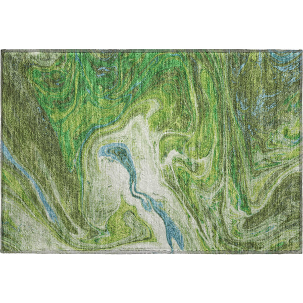 Cairo Machine Washable Transitional Green Rug 1'8" x 2'6"