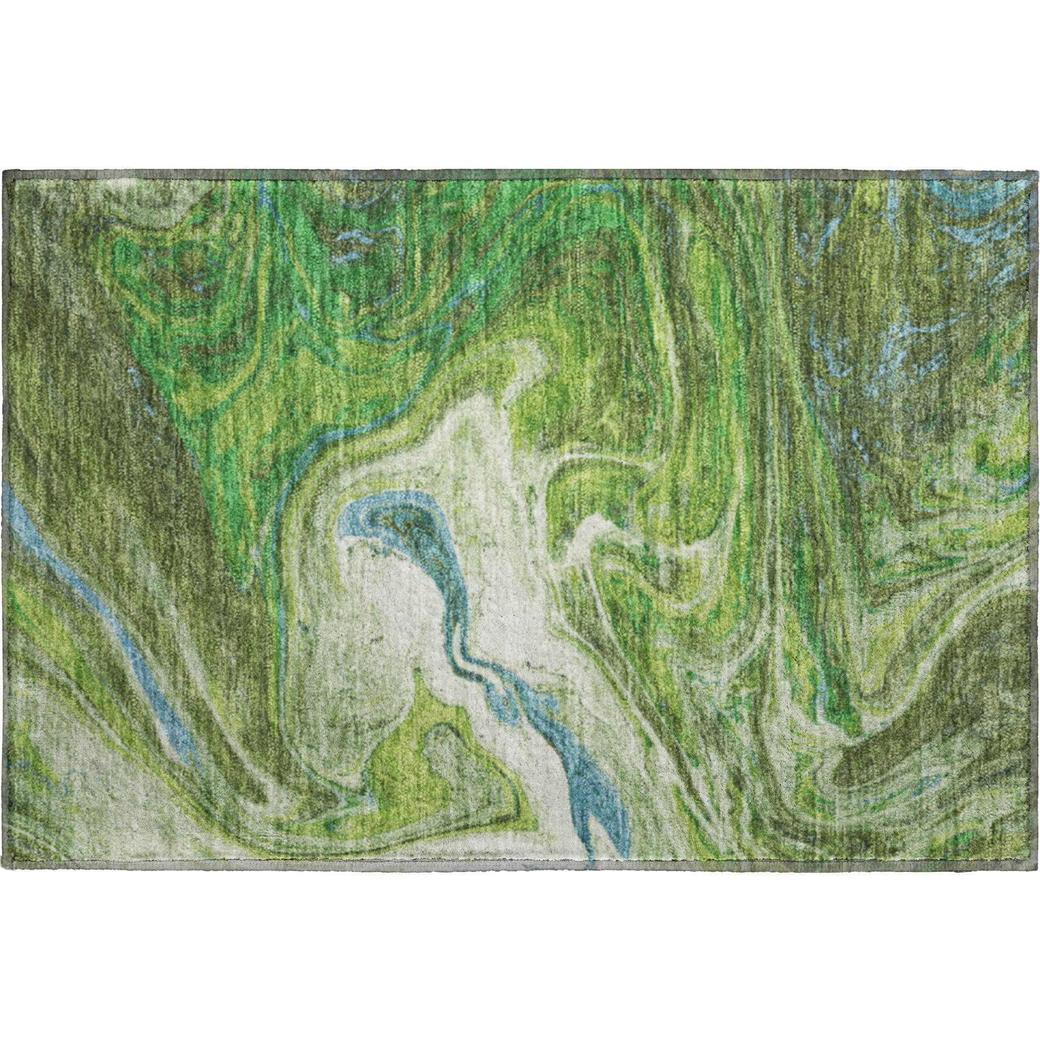 Cairo Machine Washable Transitional Green Rug 1'8" x 2'6" #shape_Rectangle