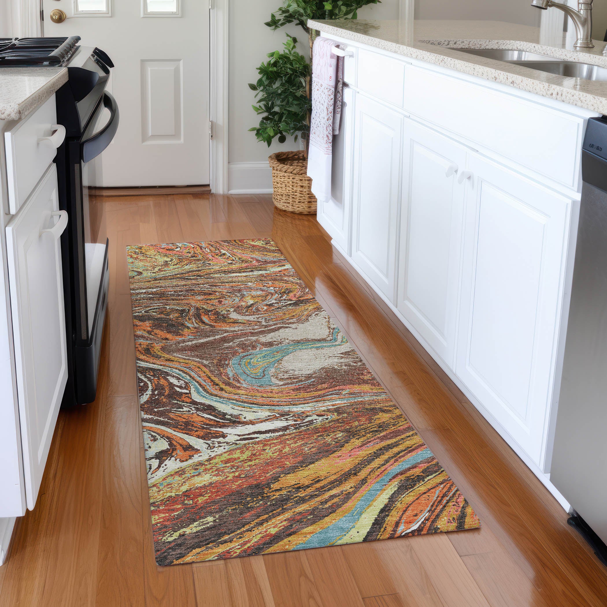 Cairo Machine Washable Transitional Khaki Brown Rug 2'3" x 7'6" #shape_Runner