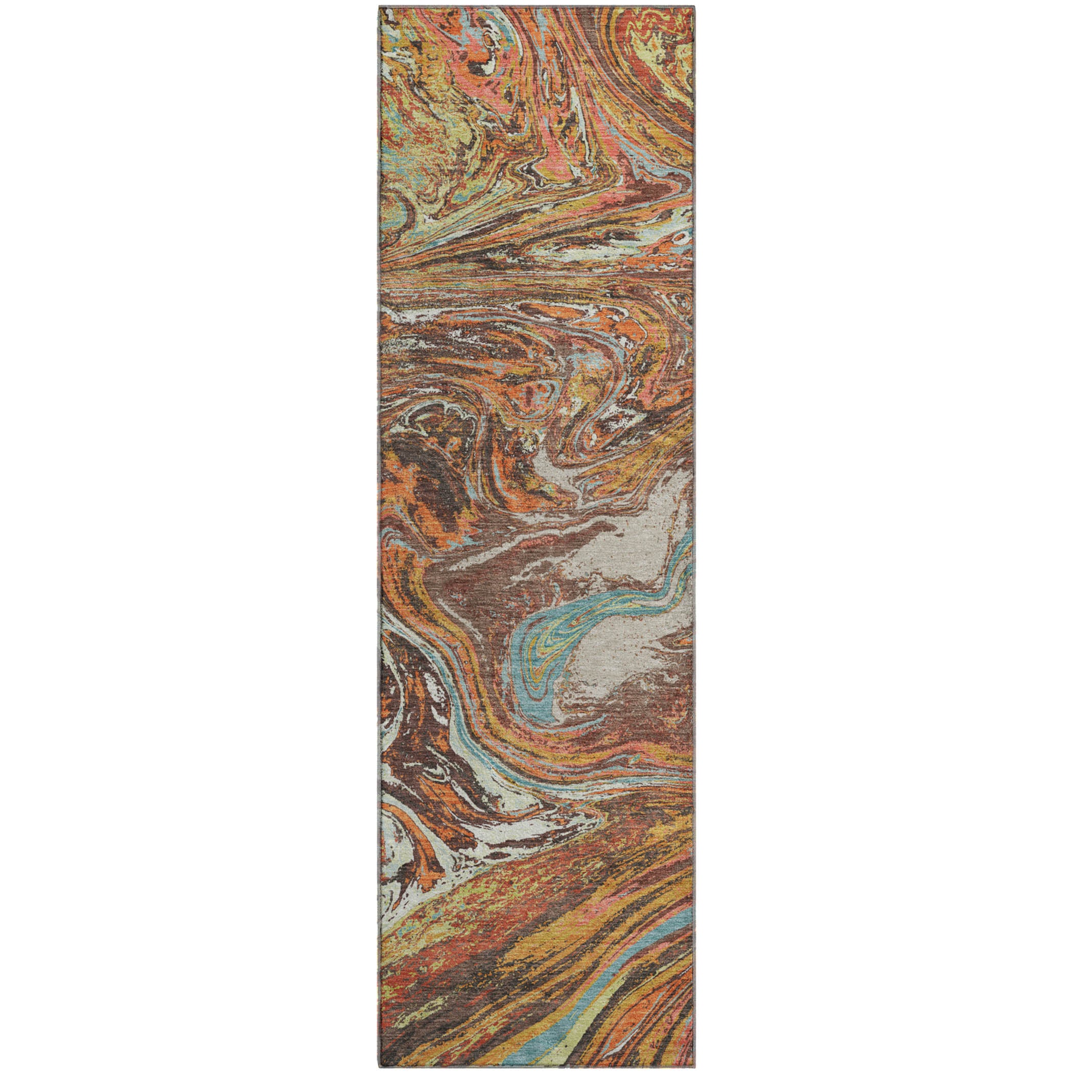 Cairo Machine Washable Transitional Khaki Brown Rug 2'3" x 7'6" #shape_Runner