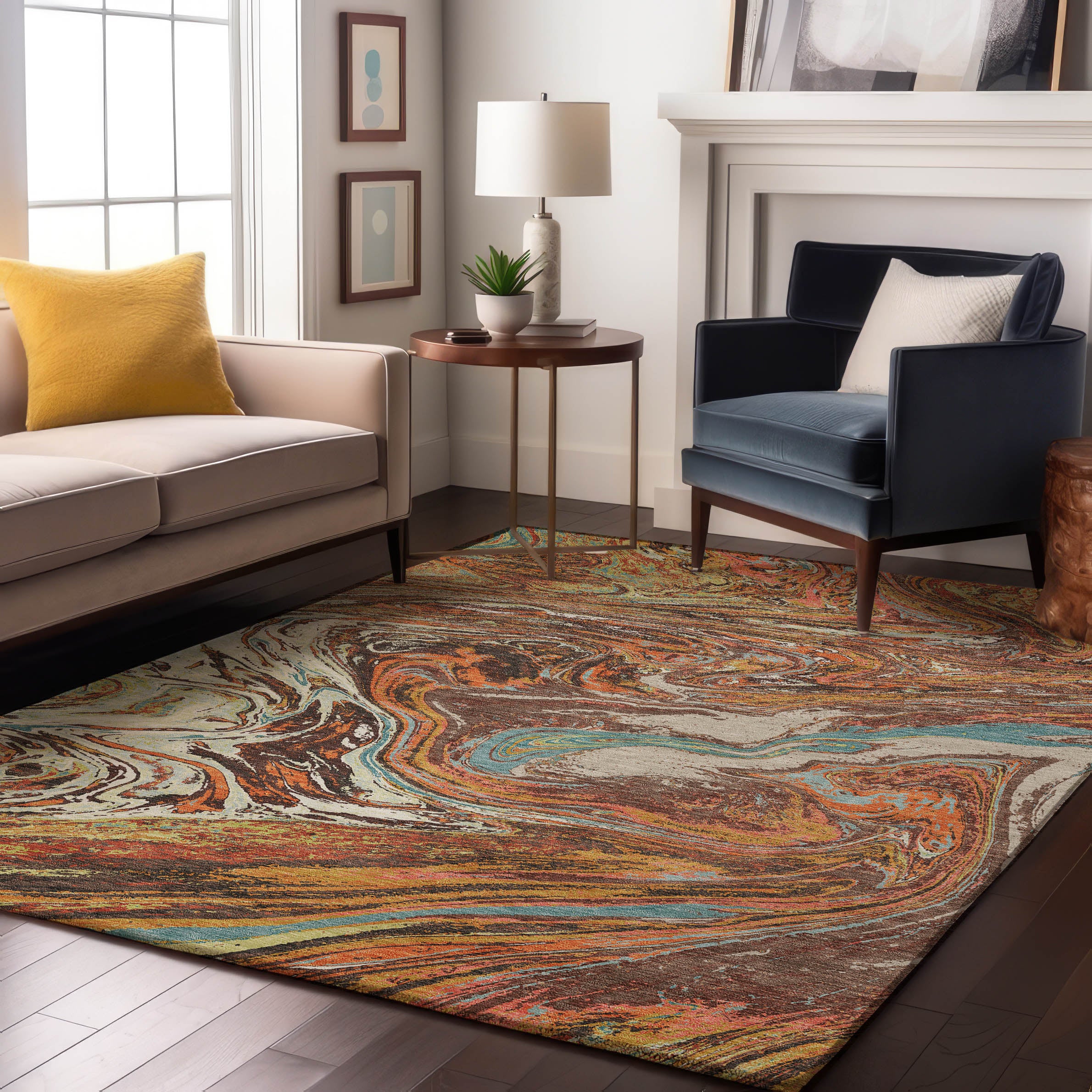 Cairo Machine Washable Transitional Khaki Brown Rug 2'6" x 3'10" #shape_Rectangle