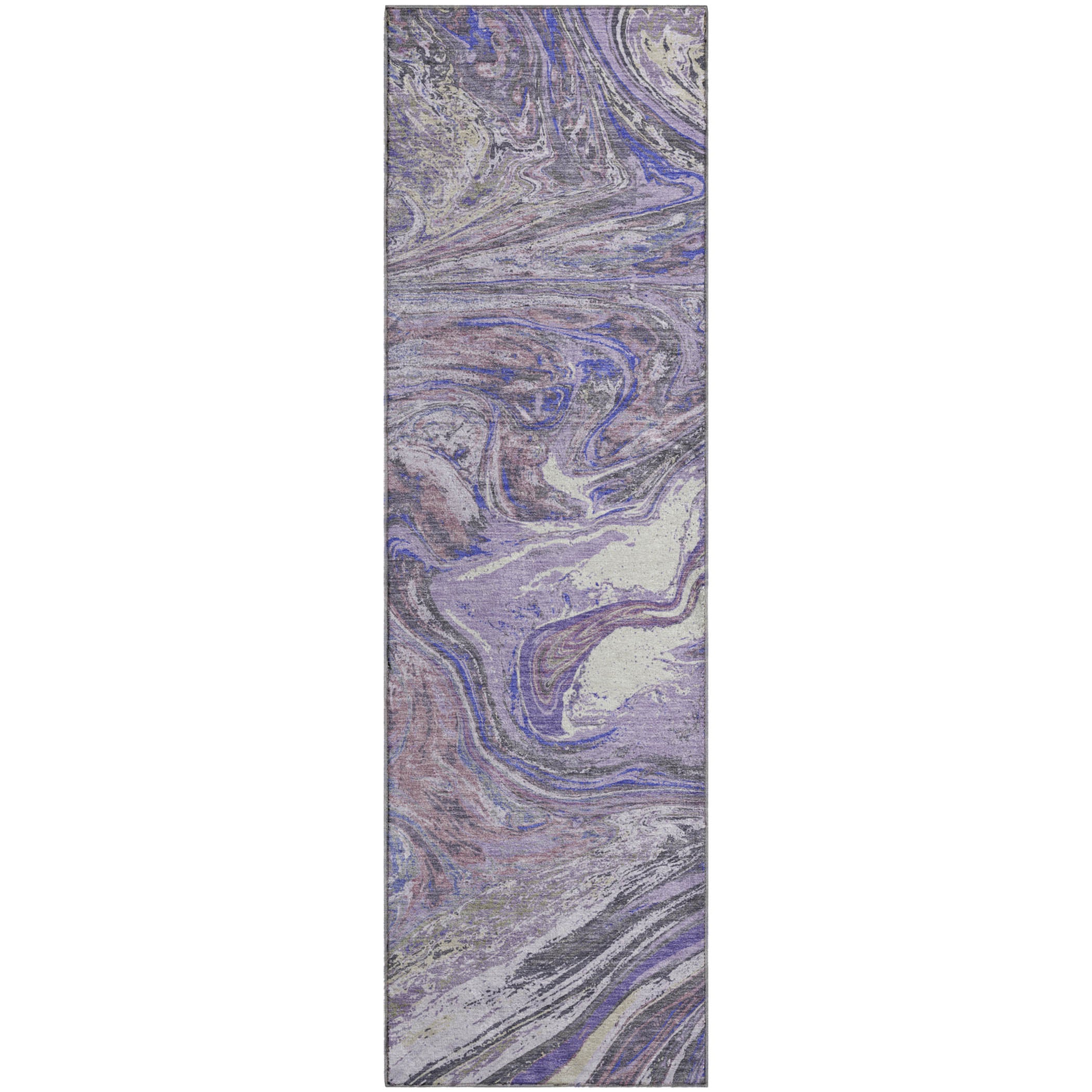 Cairo Machine Washable Transitional Lavender Purple Rug 2'3" x 7'6" #shape_Runner