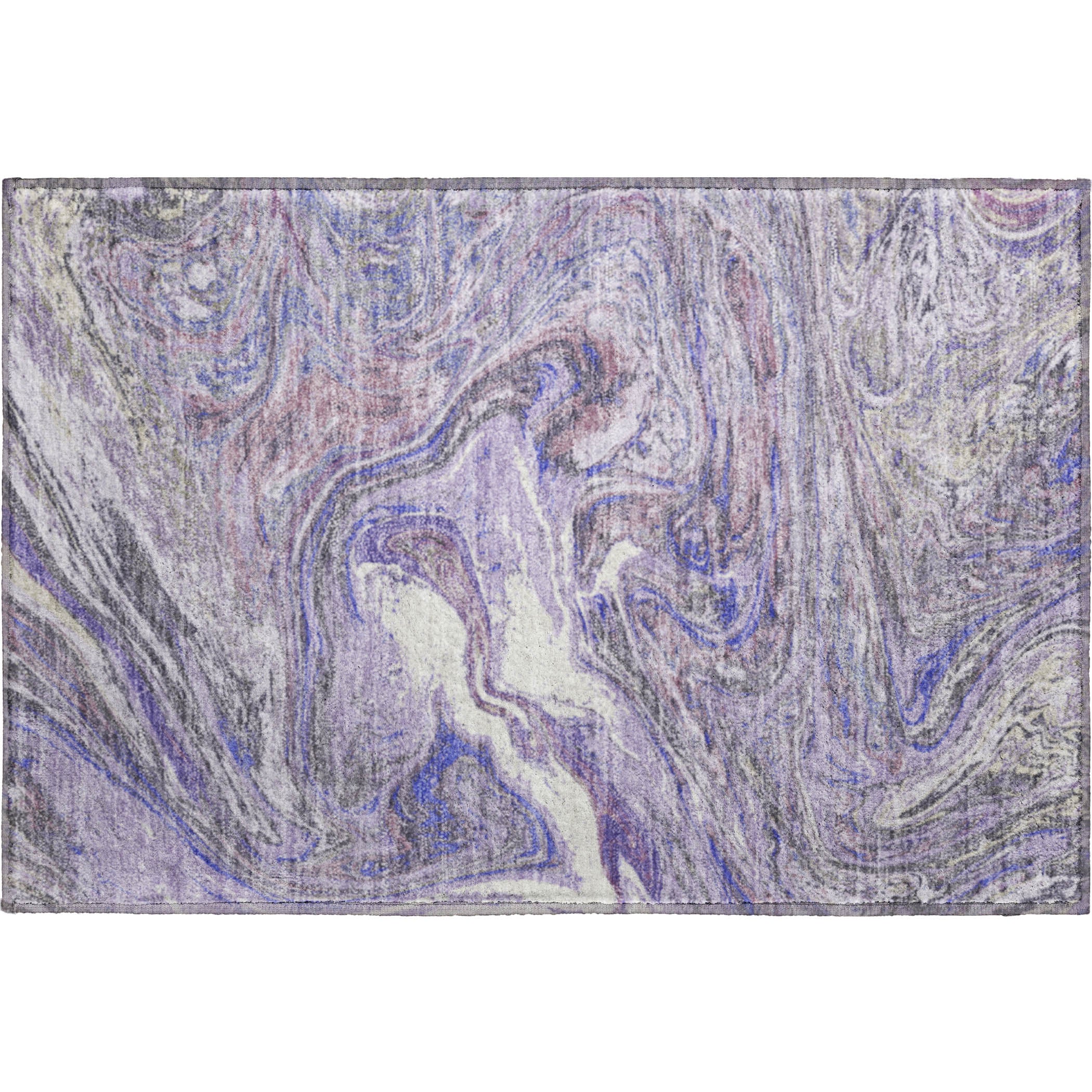 Cairo Machine Washable Transitional Lavender Purple Rug 1'8" x 2'6" #shape_Rectangle