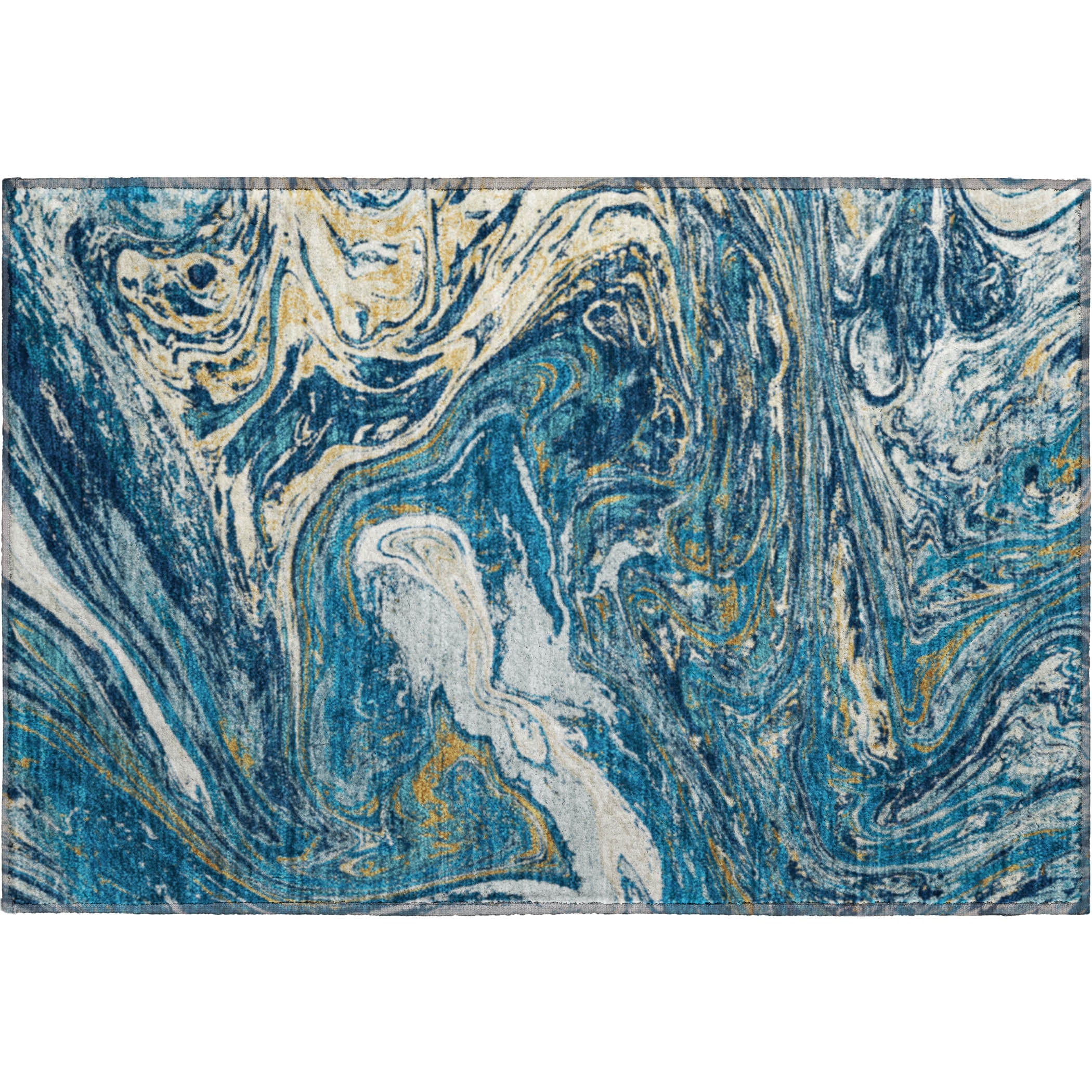 Cairo Machine Washable Transitional Navy Blue Rug 1'8" x 2'6" #shape_Rectangle