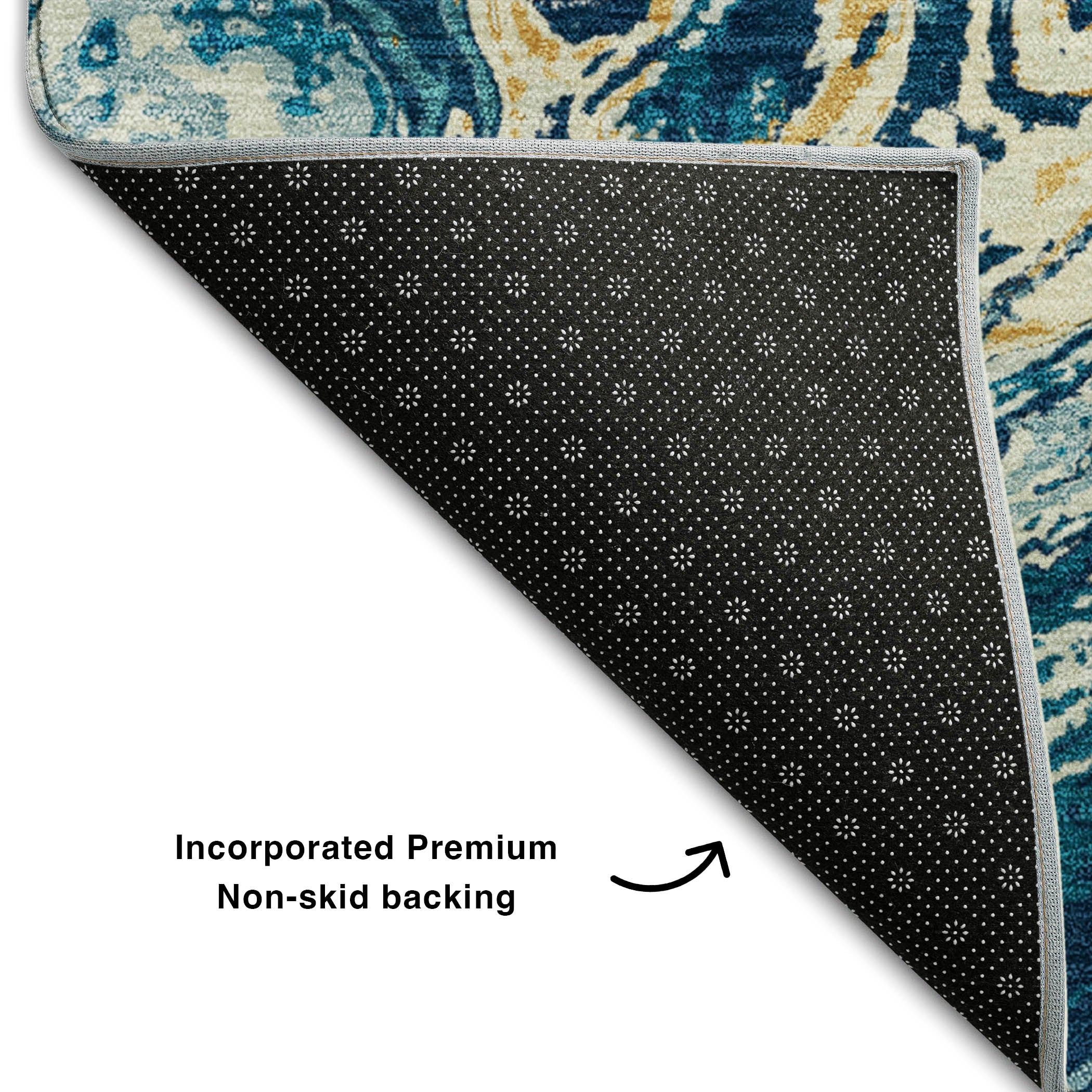 Cairo Machine Washable Transitional Navy Blue Rug 1'8" x 2'6" #shape_Rectangle
