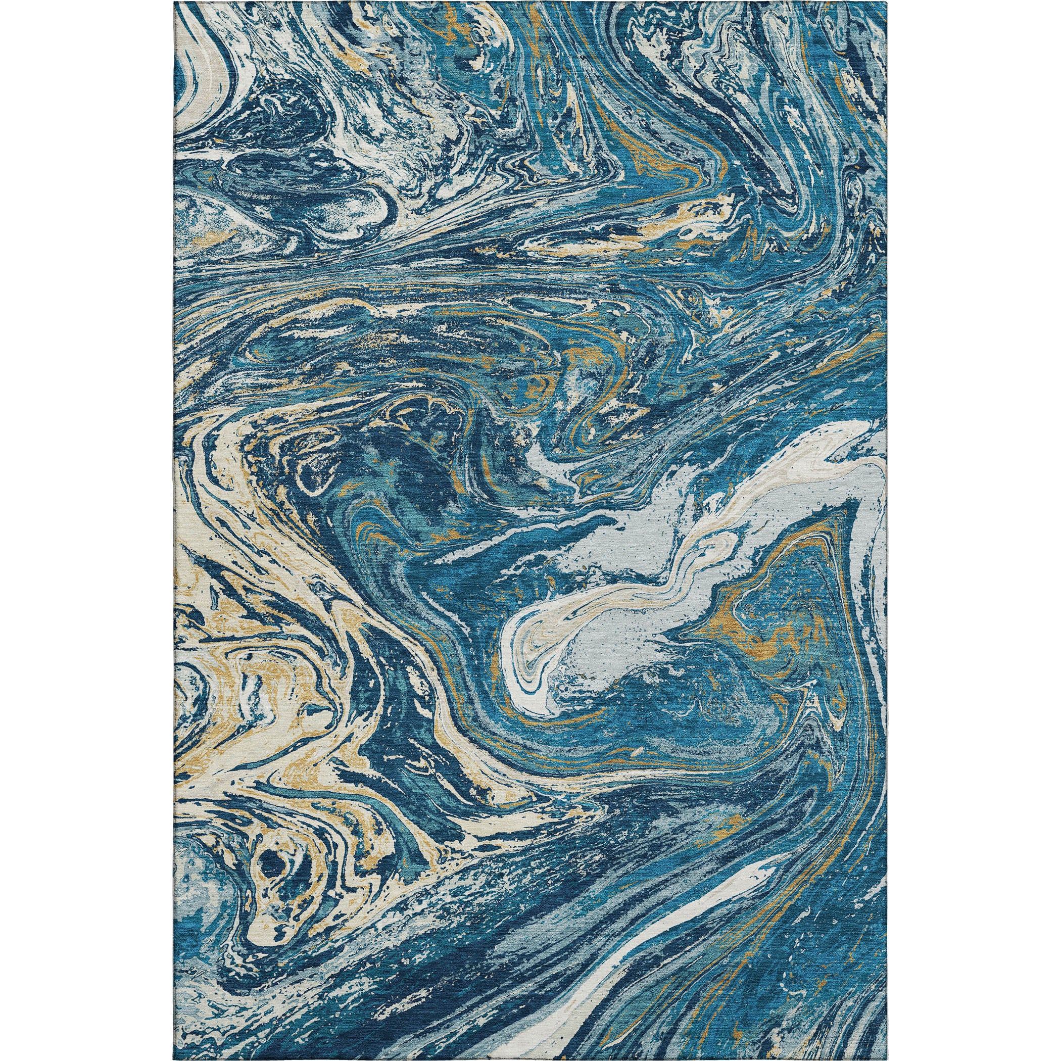 Cairo Machine Washable Transitional Navy Blue Rug 2'6" x 3'10" #shape_Rectangle