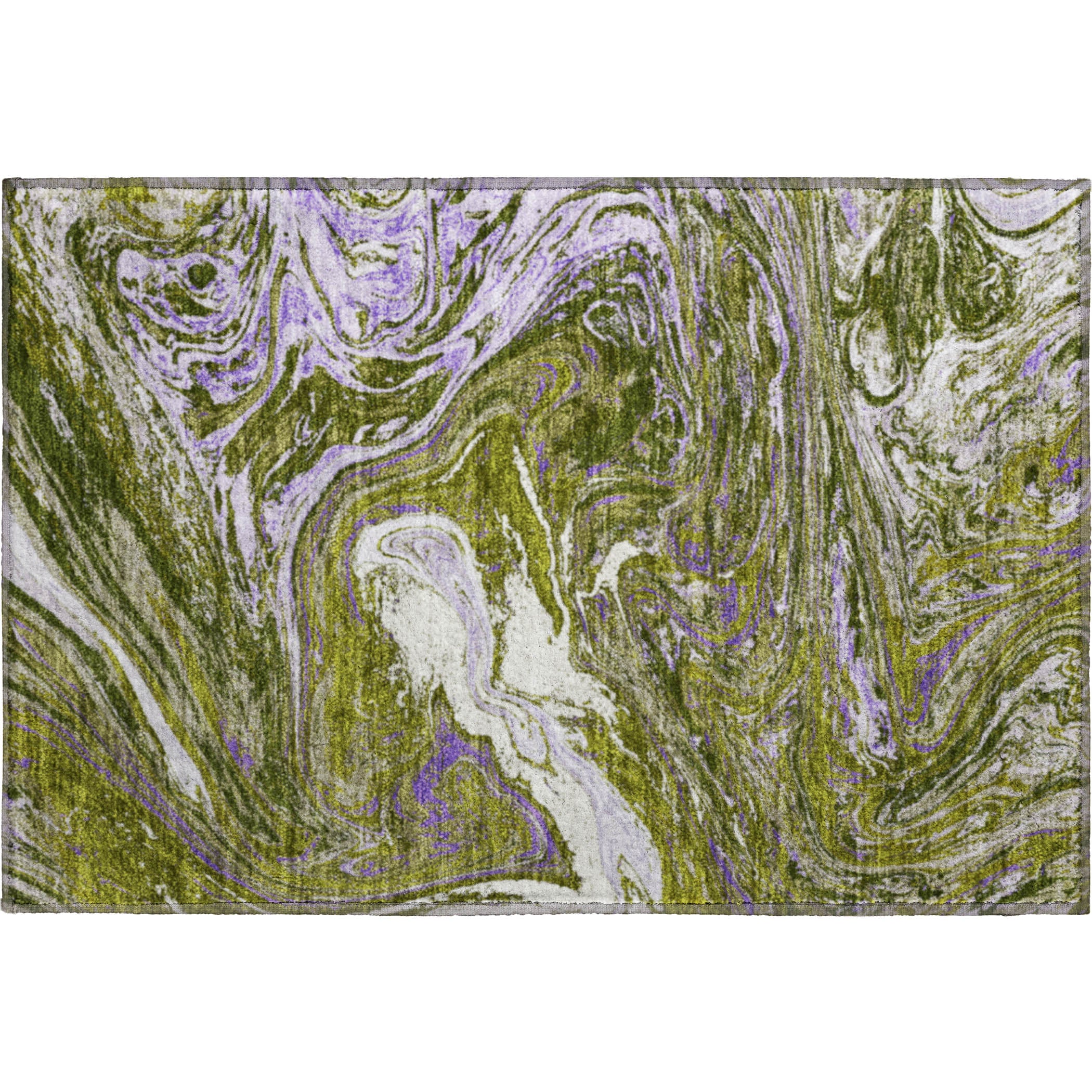 Cairo Machine Washable Transitional Olive Green Rug 1'8" x 2'6" #shape_Rectangle