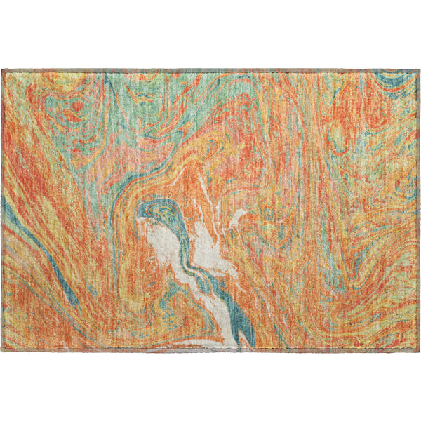 Cairo Machine Washable Transitional Orange Rug 1'8" x 2'6"