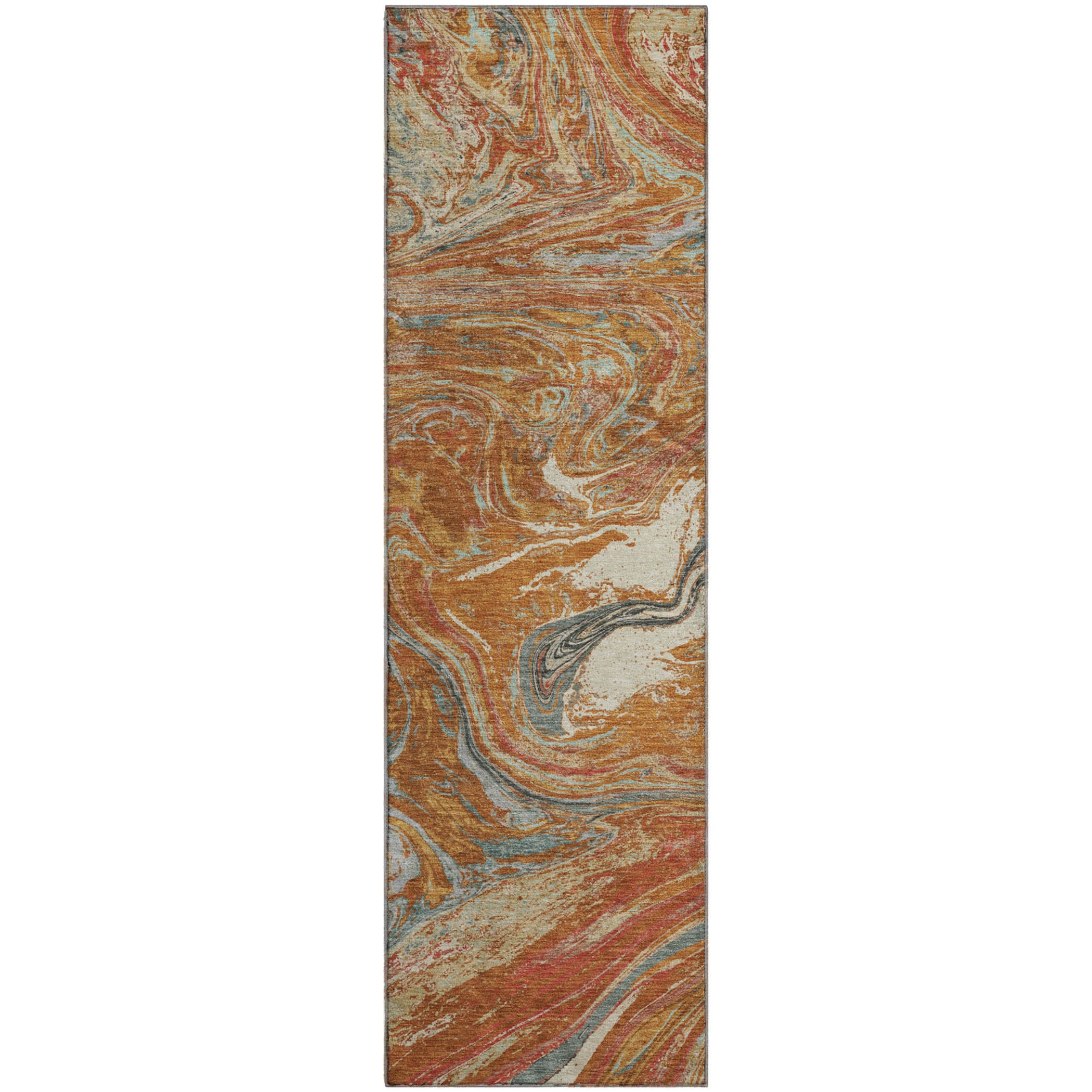Cairo Machine Washable Transitional Paprika Orange Rug 2'3" x 7'6" #shape_Runner