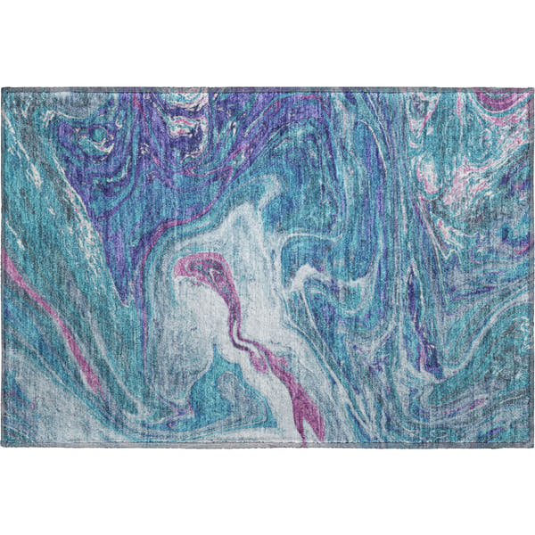 Cairo Machine Washable Transitional Teal Rug 1'8" x 2'6"