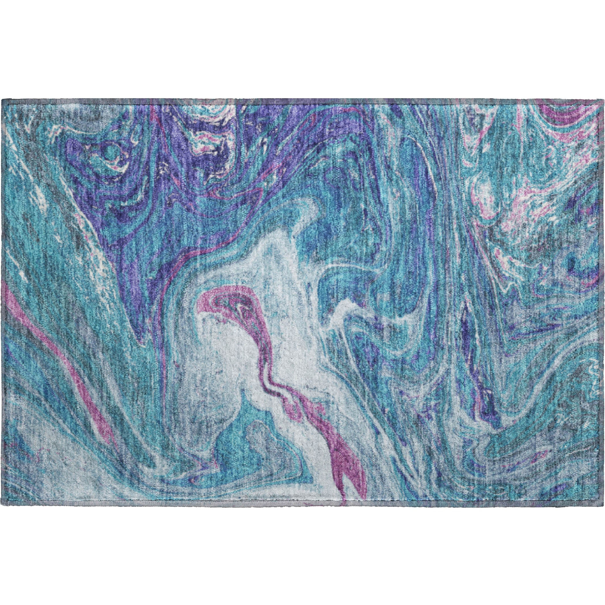 Cairo Machine Washable Transitional Teal Rug 1'8" x 2'6" #shape_Rectangle