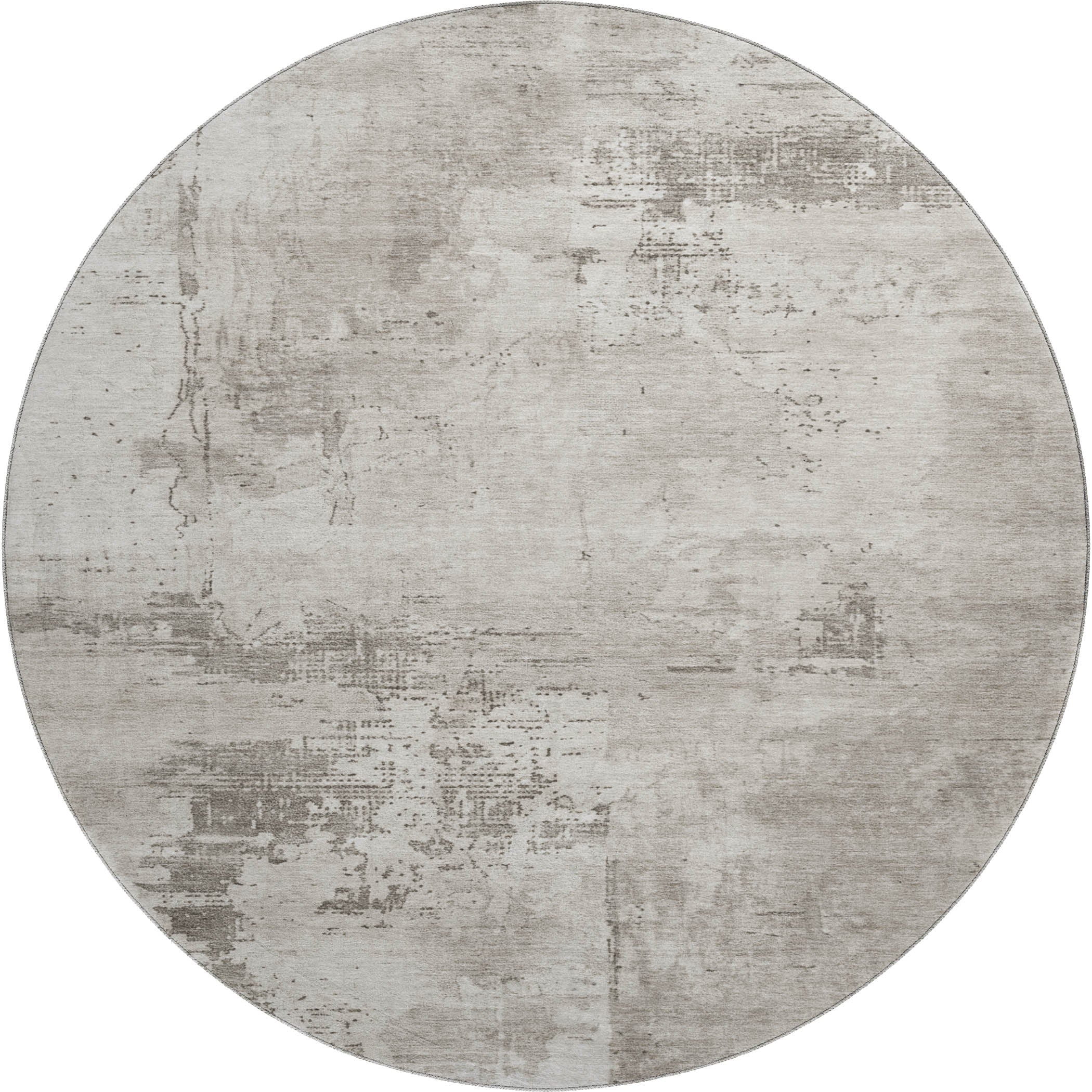 Antigua Machine Washable Transitional Beige Brown Rug 8' x 8' #shape_Round