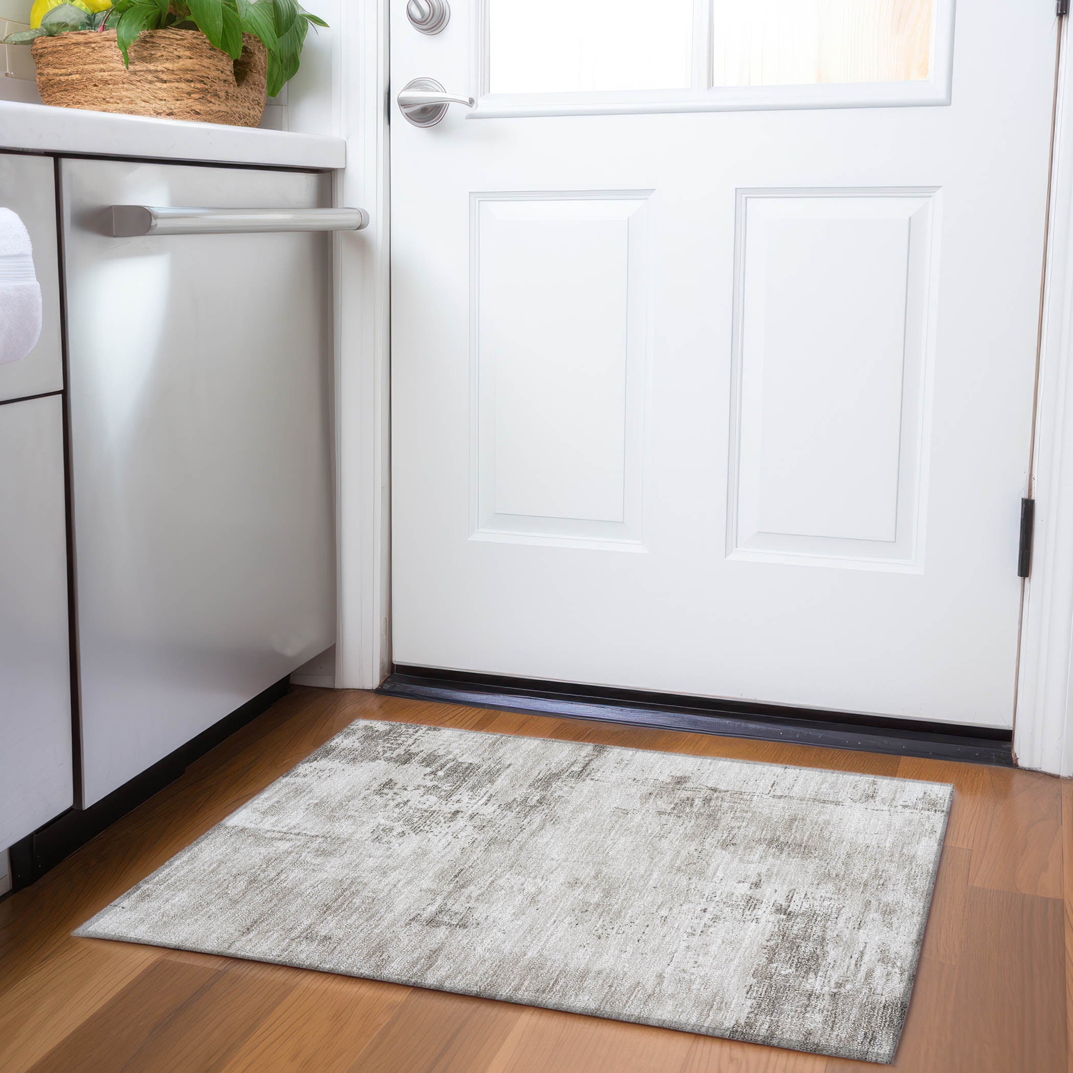 Antigua Machine Washable Transitional Beige Brown Rug 1'8" x 2'6" #shape_Rectangle