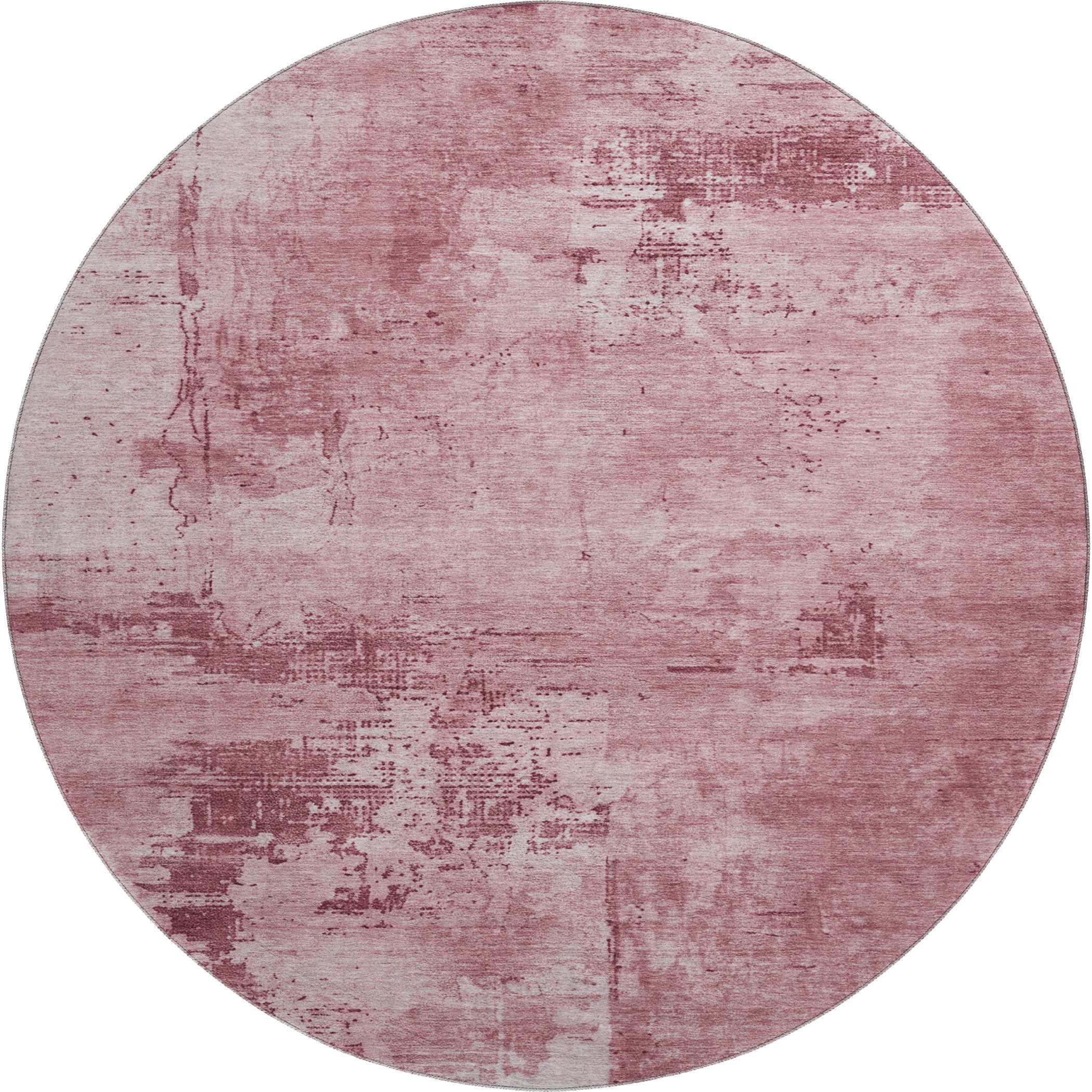 Antigua Machine Washable Transitional Blush Pink Rug 8' x 8' #shape_Round