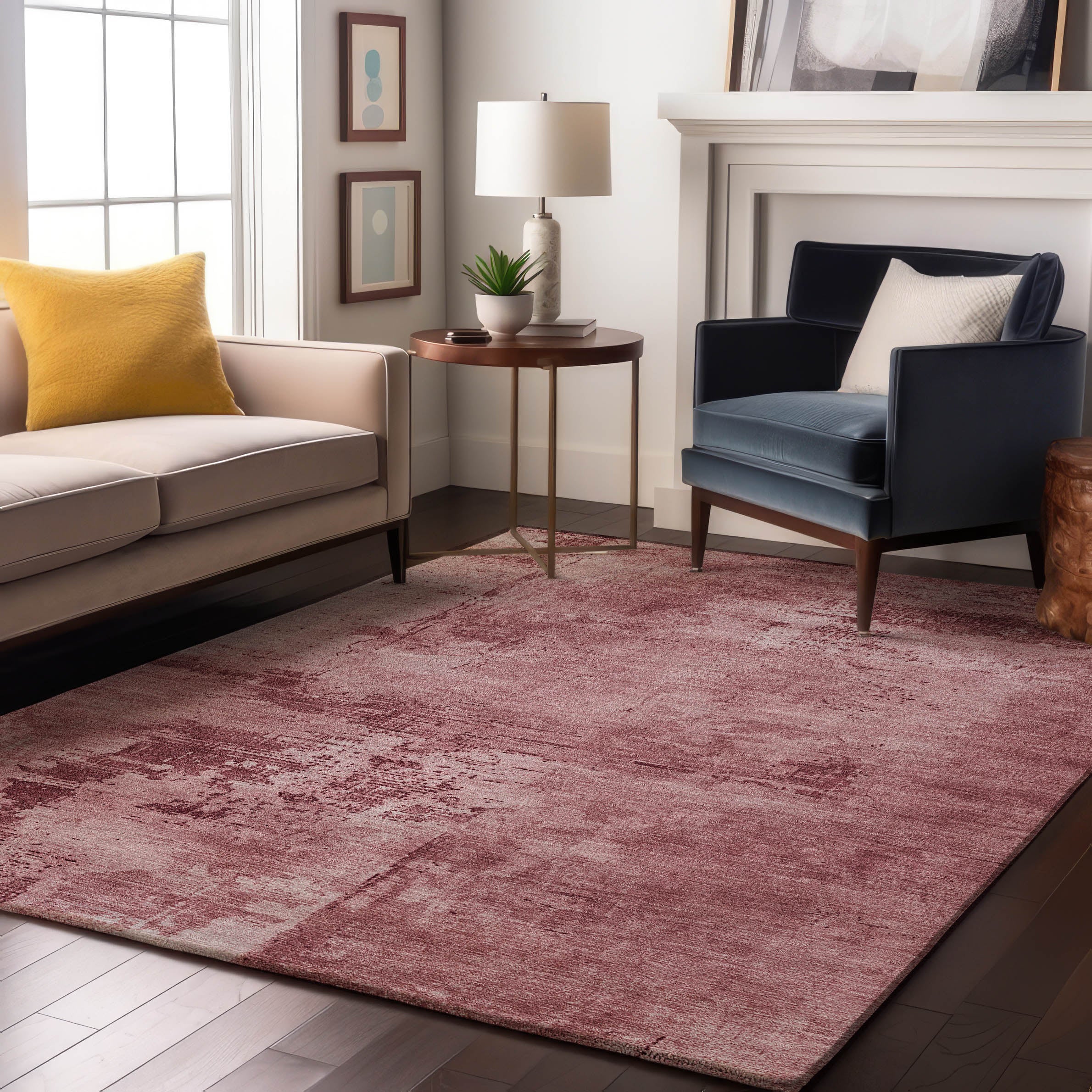 Antigua Machine Washable Transitional Blush Pink Rug 2'6" x 3'10" #shape_Rectangle