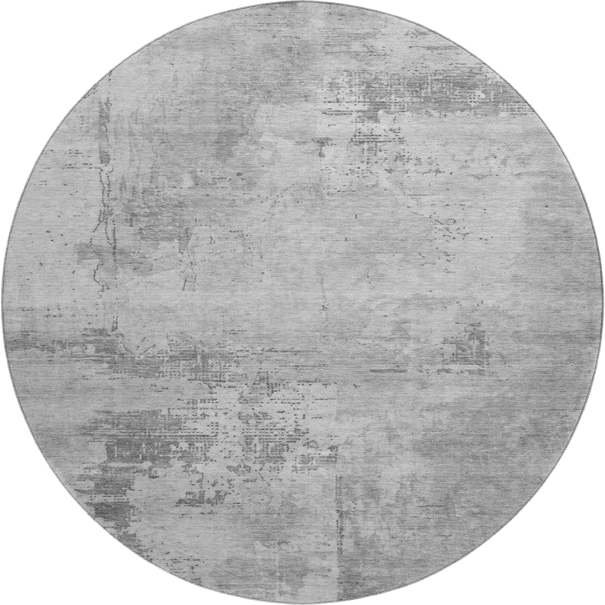 Antigua Machine Washable Transitional Gray Rug 8' x 8' #shape_Round