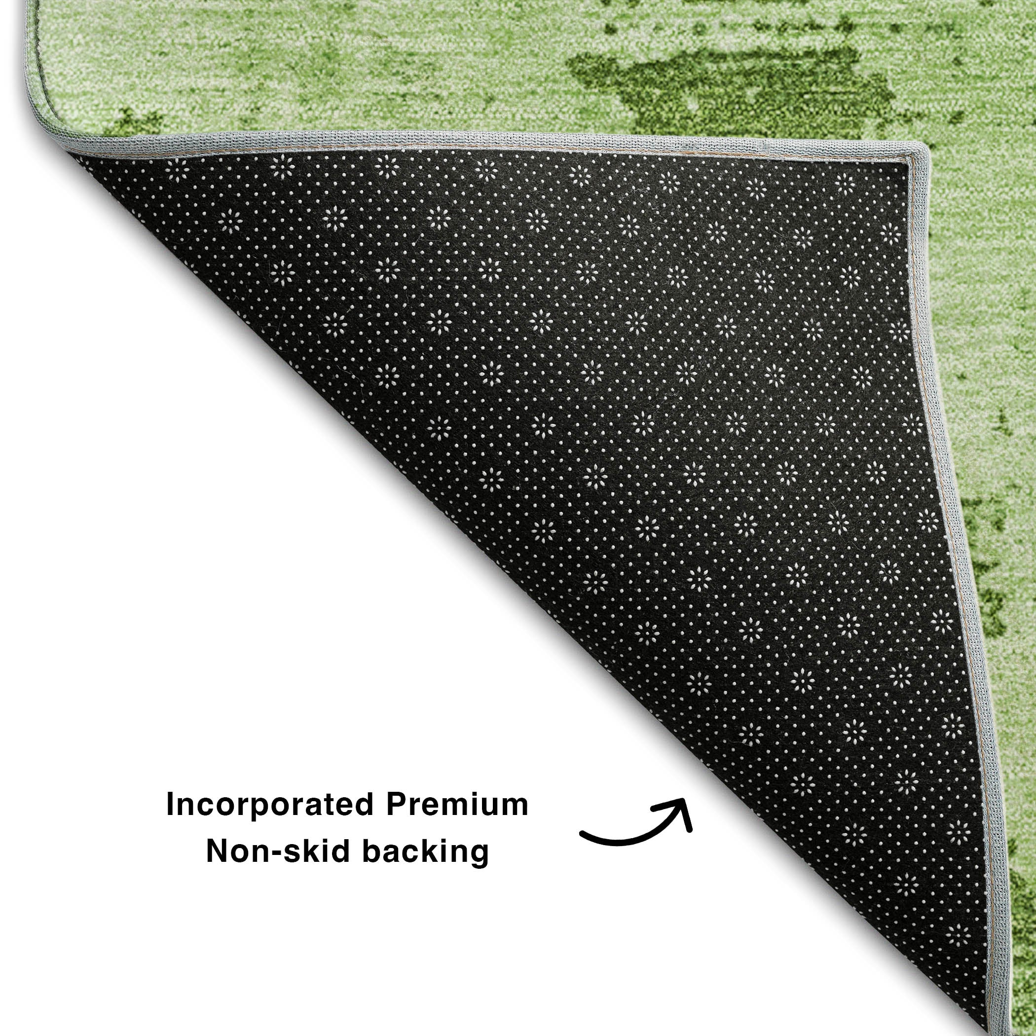 Antigua Machine Washable Transitional Green Rug 1'8" x 2'6" #shape_Rectangle