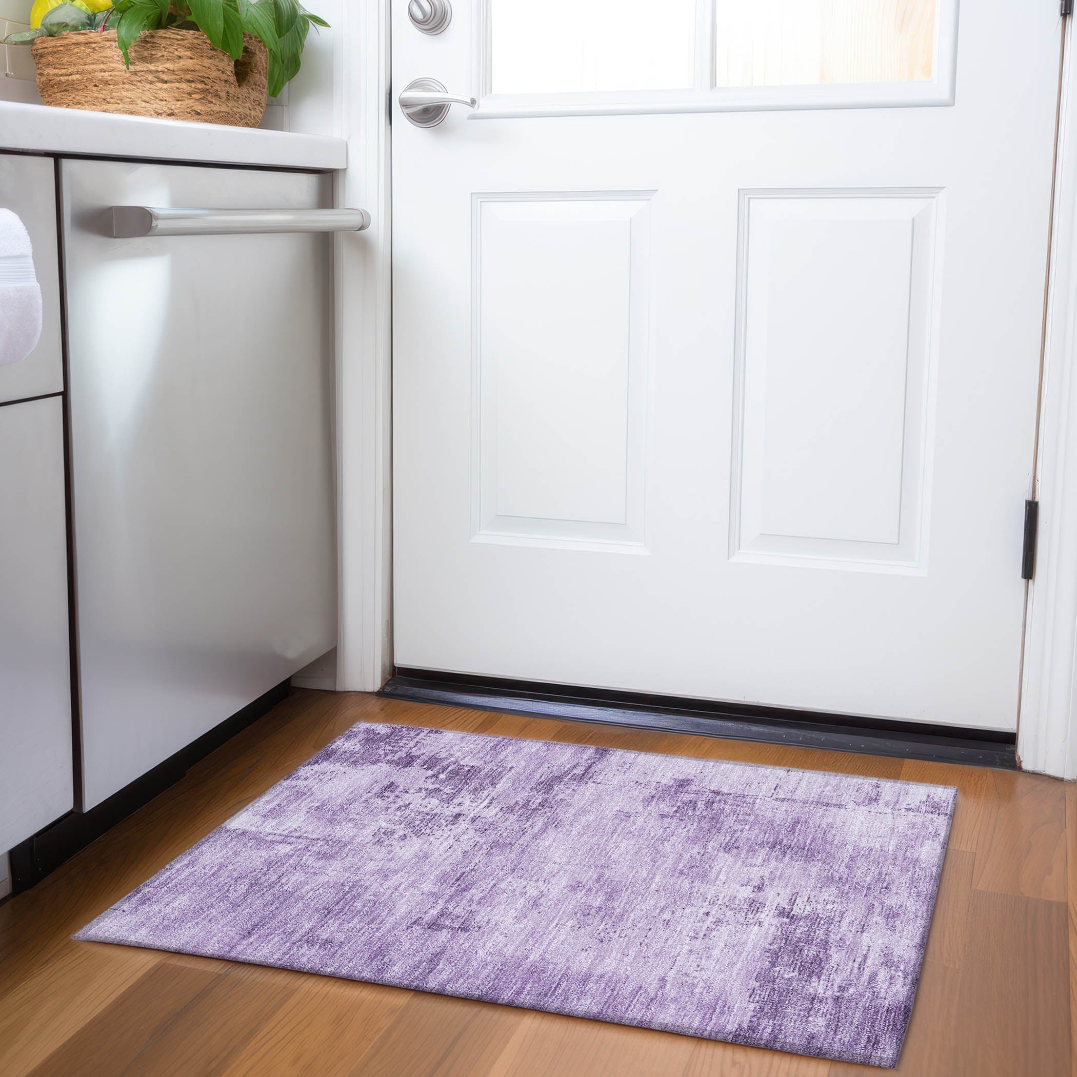 Antigua Machine Washable Transitional Lavender Purple Rug 1'8" x 2'6" #shape_Rectangle