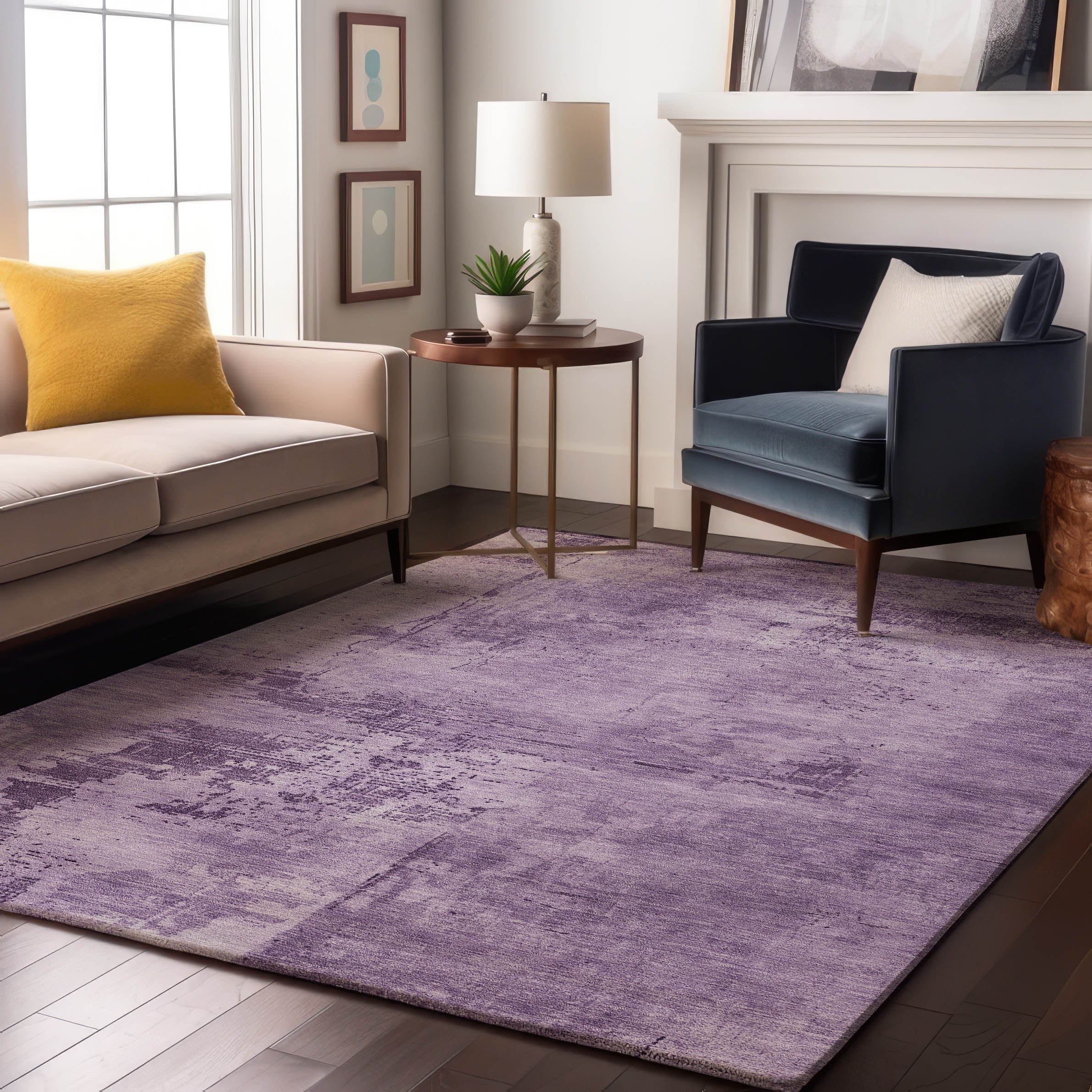 Antigua Machine Washable Transitional Lavender Purple Rug 2'6" x 3'10" #shape_Rectangle