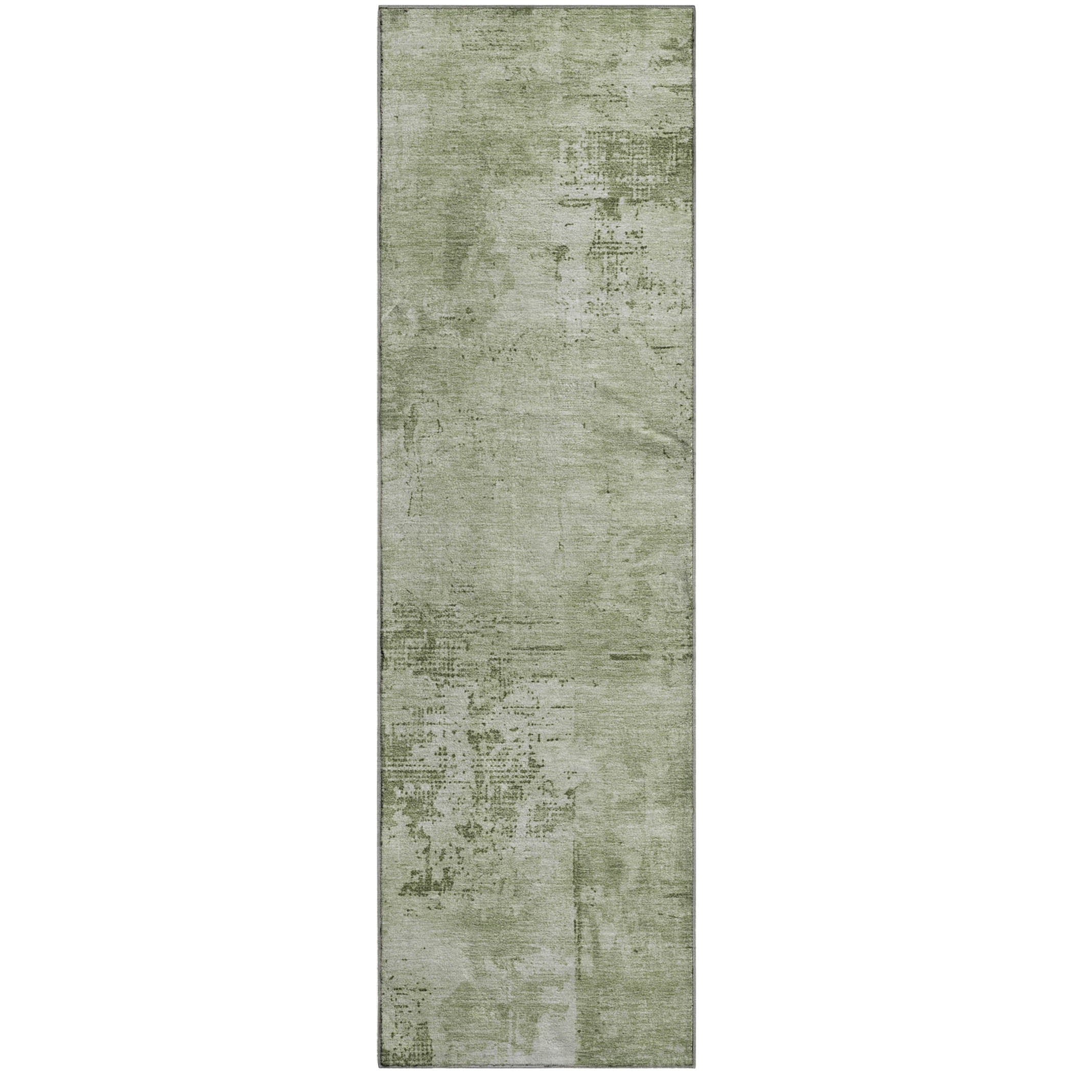 Antigua Machine Washable Transitional Olive Green Rug 2'3" x 7'6" #shape_Runner