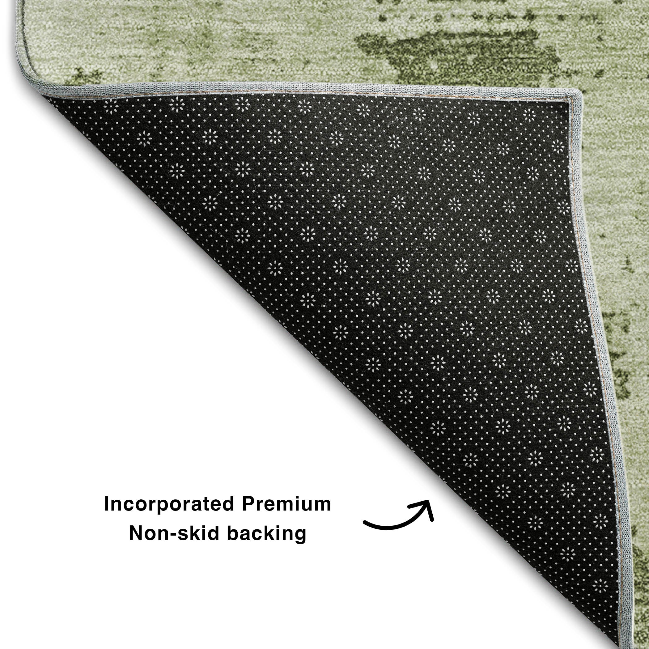 Antigua Machine Washable Transitional Olive Green Rug 1'8" x 2'6" #shape_Rectangle