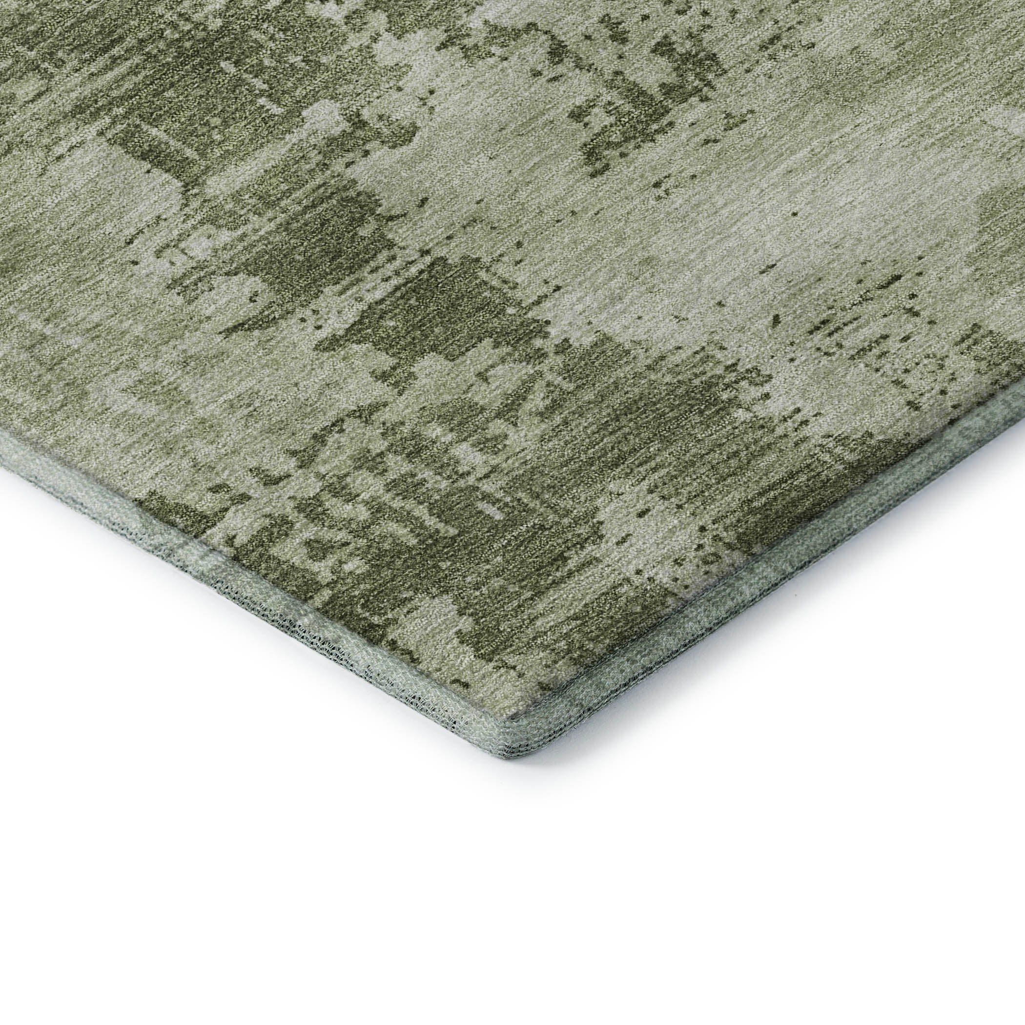 Antigua Machine Washable Transitional Olive Green Rug 1'8" x 2'6" #shape_Rectangle